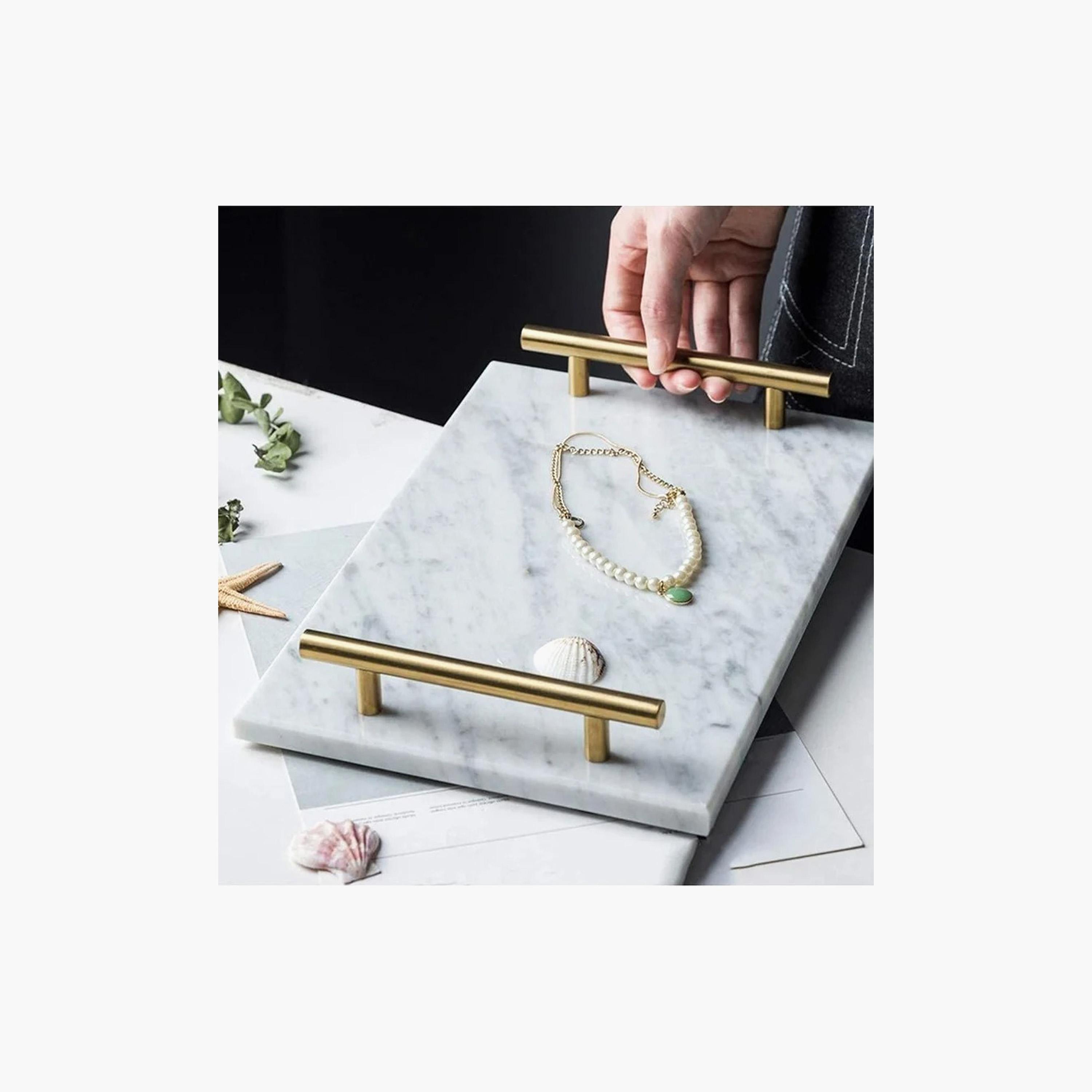 صينية زينة حليّ رخام بمقبض من وان تشيس - 30×20 سم-household-decor-boxesandtrays-image-1