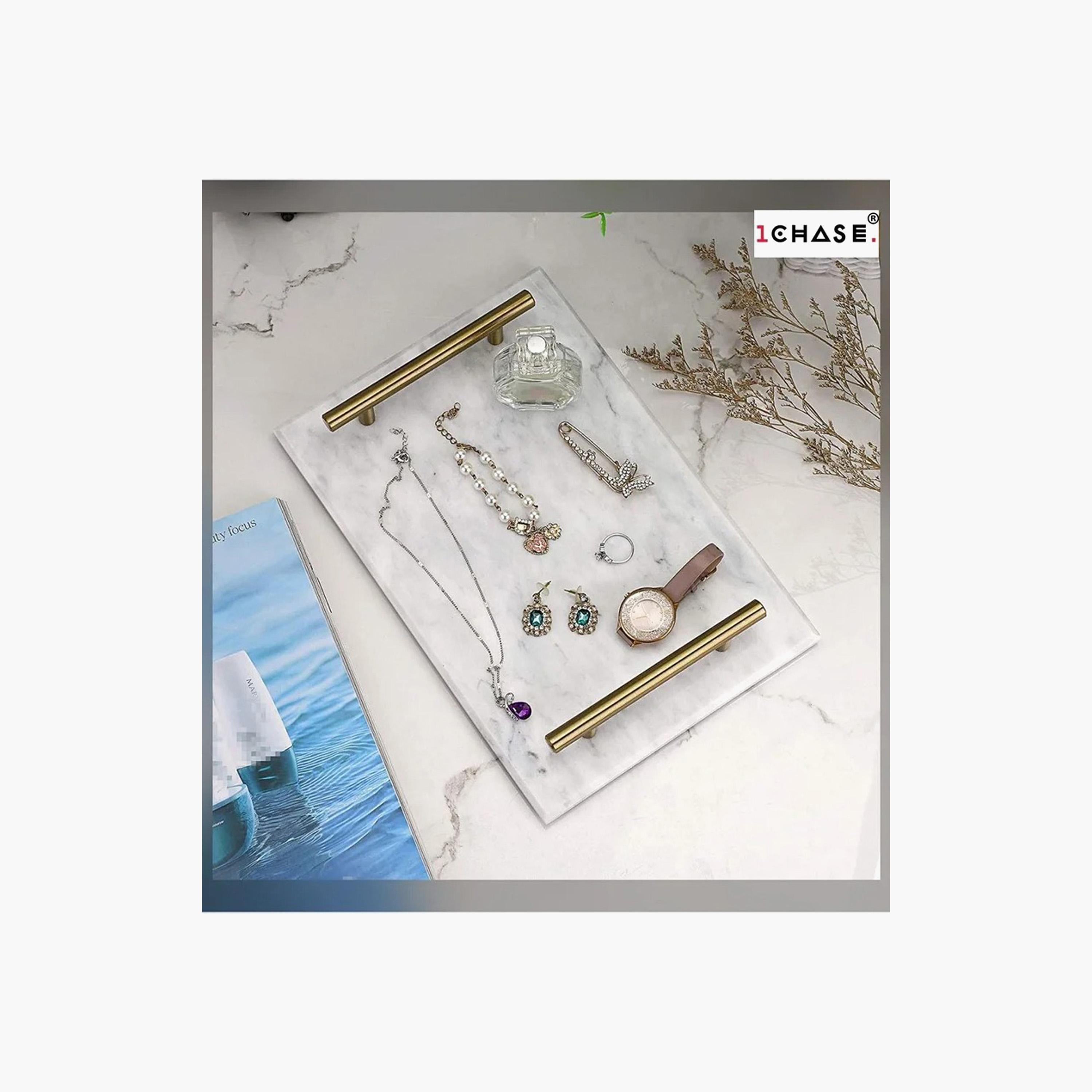 صينية زينة حليّ رخام بمقبض من وان تشيس - 30×20 سم-household-decor-boxesandtrays-image-4