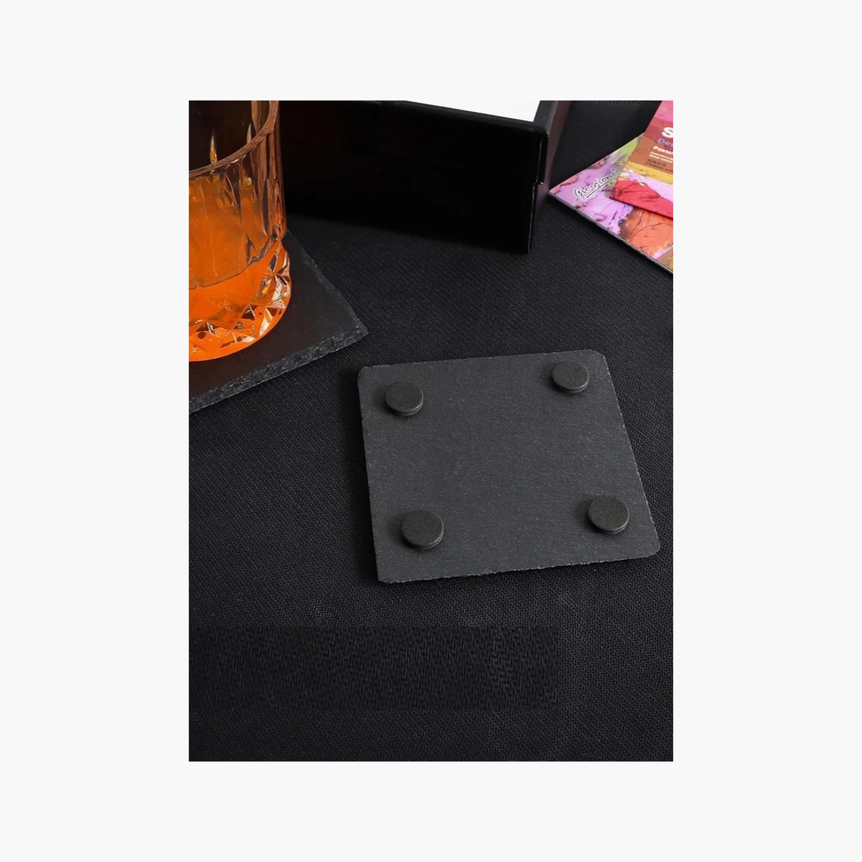 Decorative 6-Piece Slate Coaster Set - 10x10 cms-household-dining-teaandcoffee-teaandcoffeeaccessories-image-4