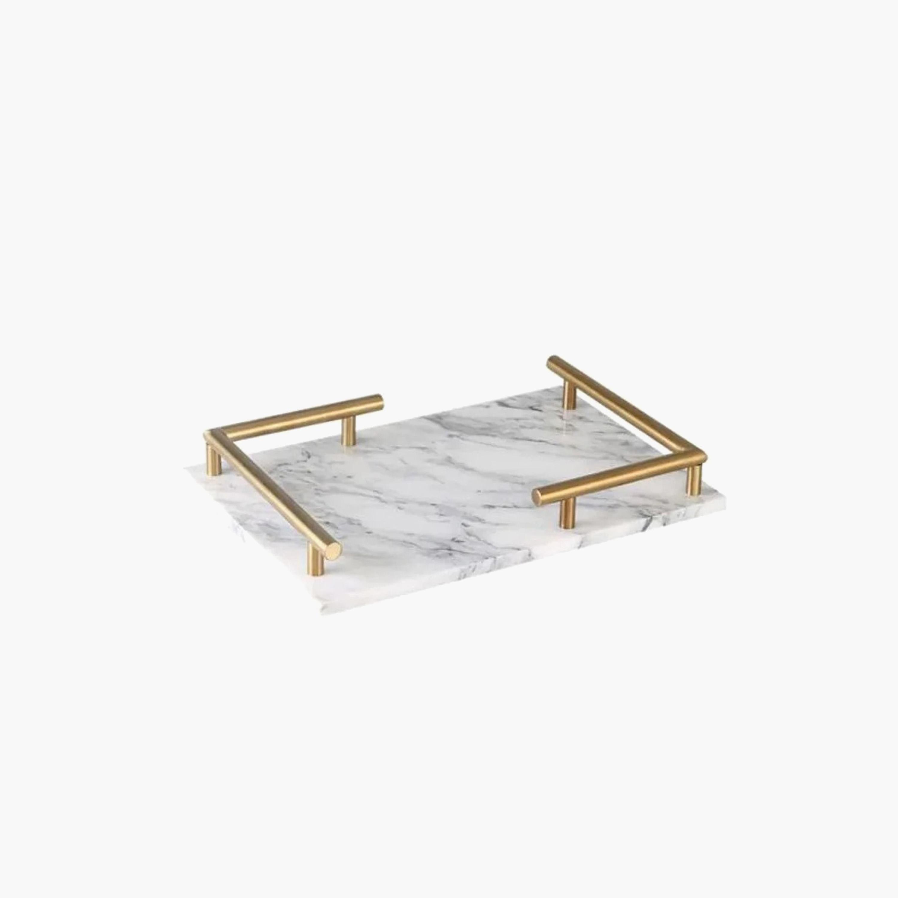 Marble Decorative Tray with Handles-household-decor-boxesandtrays-image-1