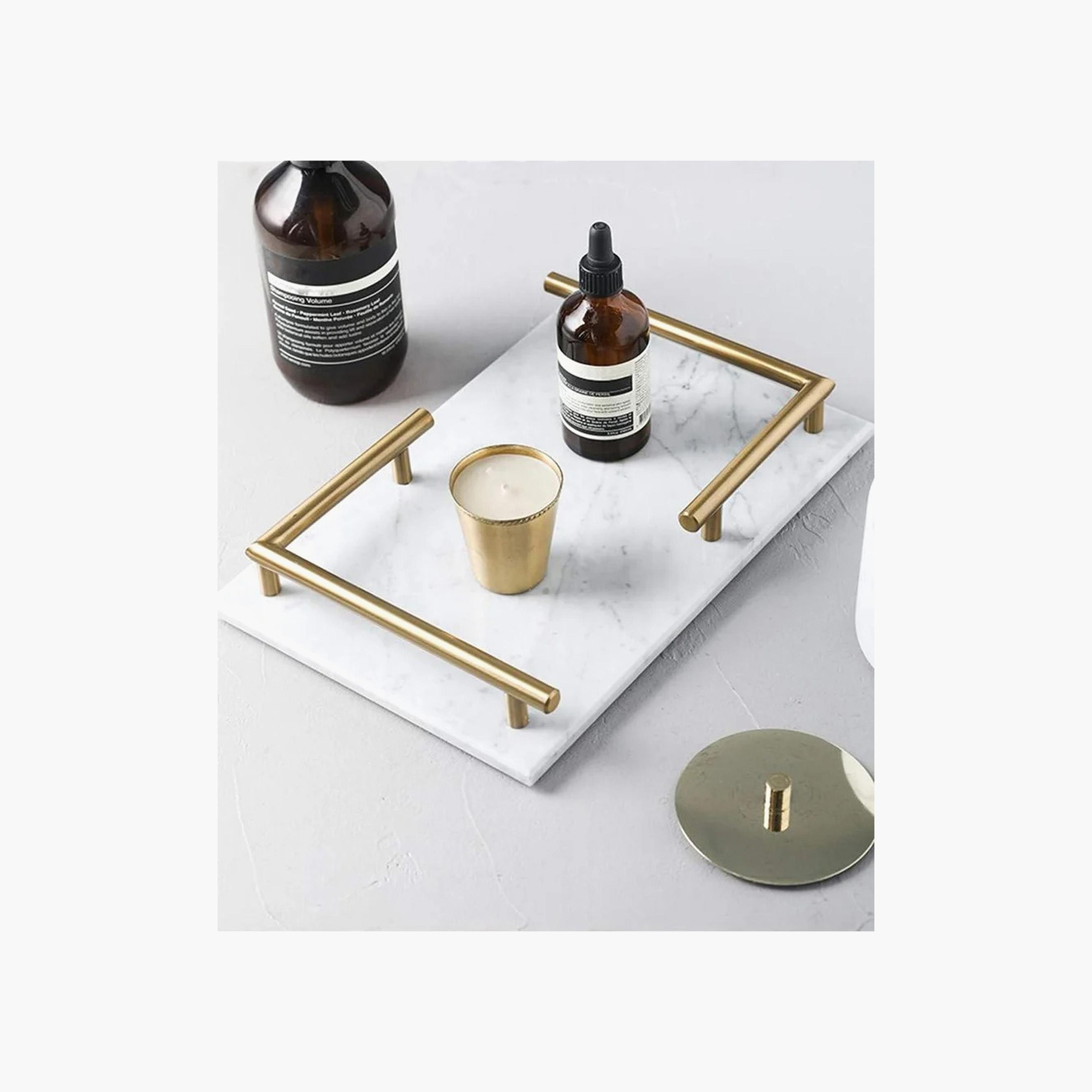 Marble Decorative Tray with Handles-household-decor-boxesandtrays-image-2