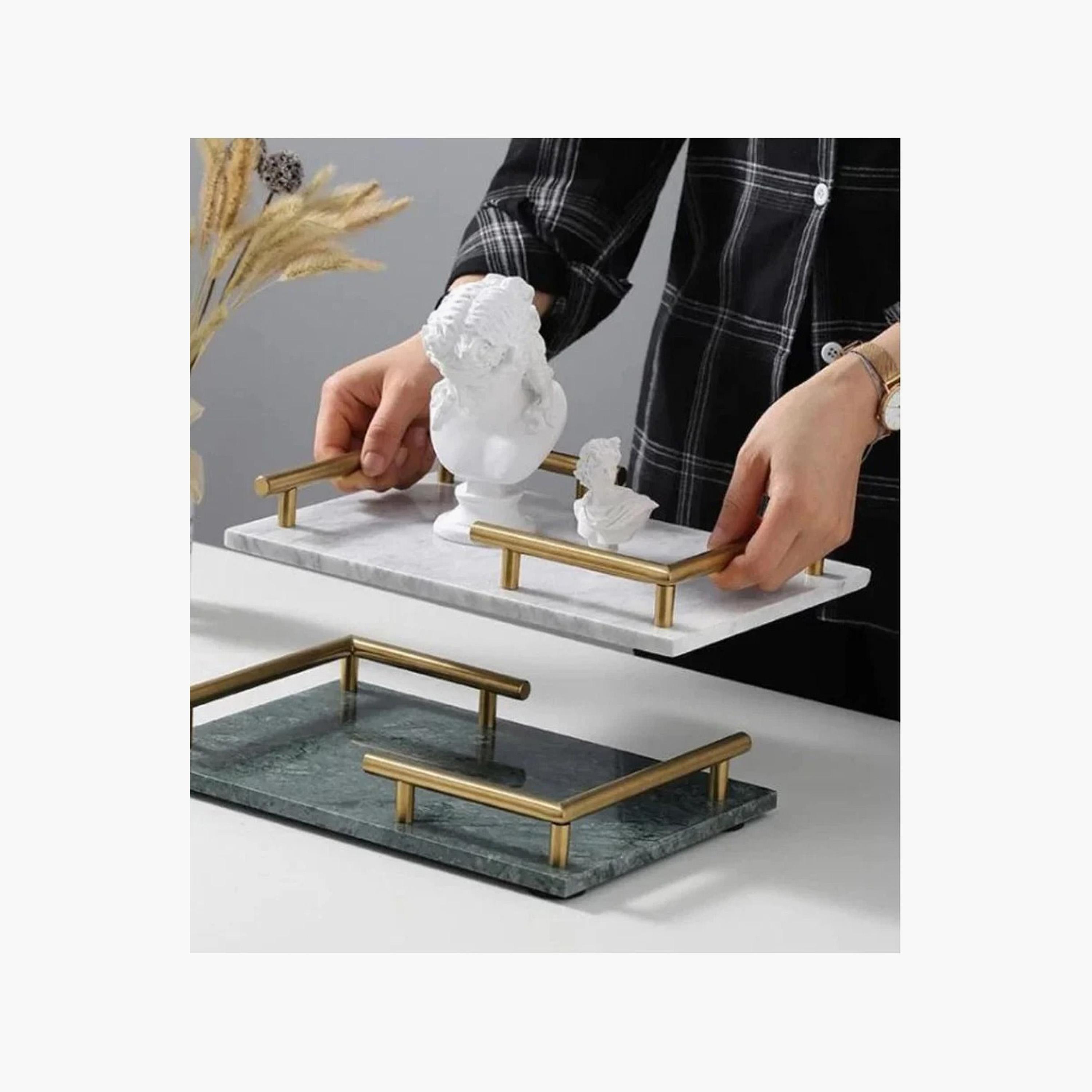 Marble Decorative Tray with Handles-household-decor-boxesandtrays-image-4