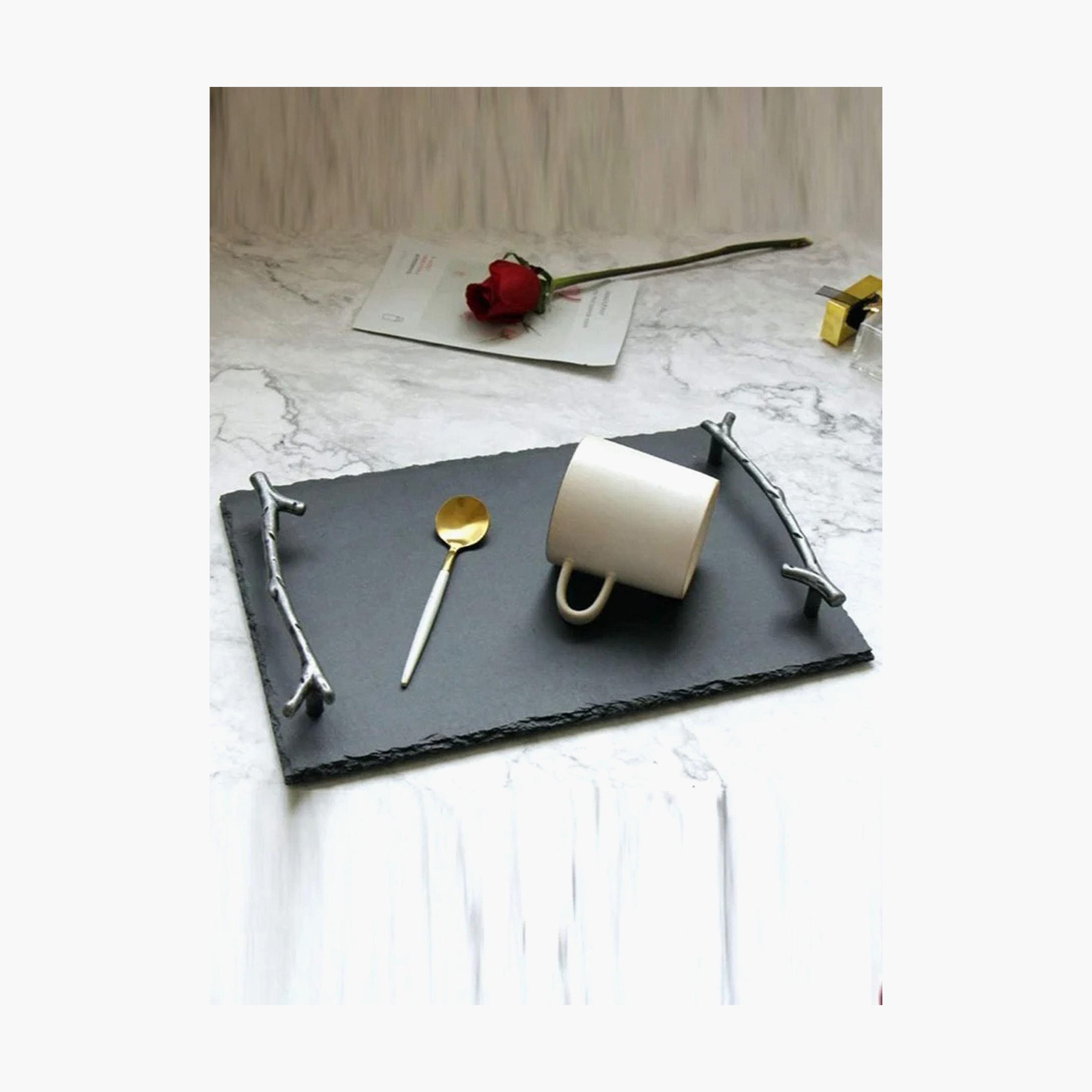 Slate Serving Tray with Handle - 10x20 cms-household-decor-boxesandtrays-image-1