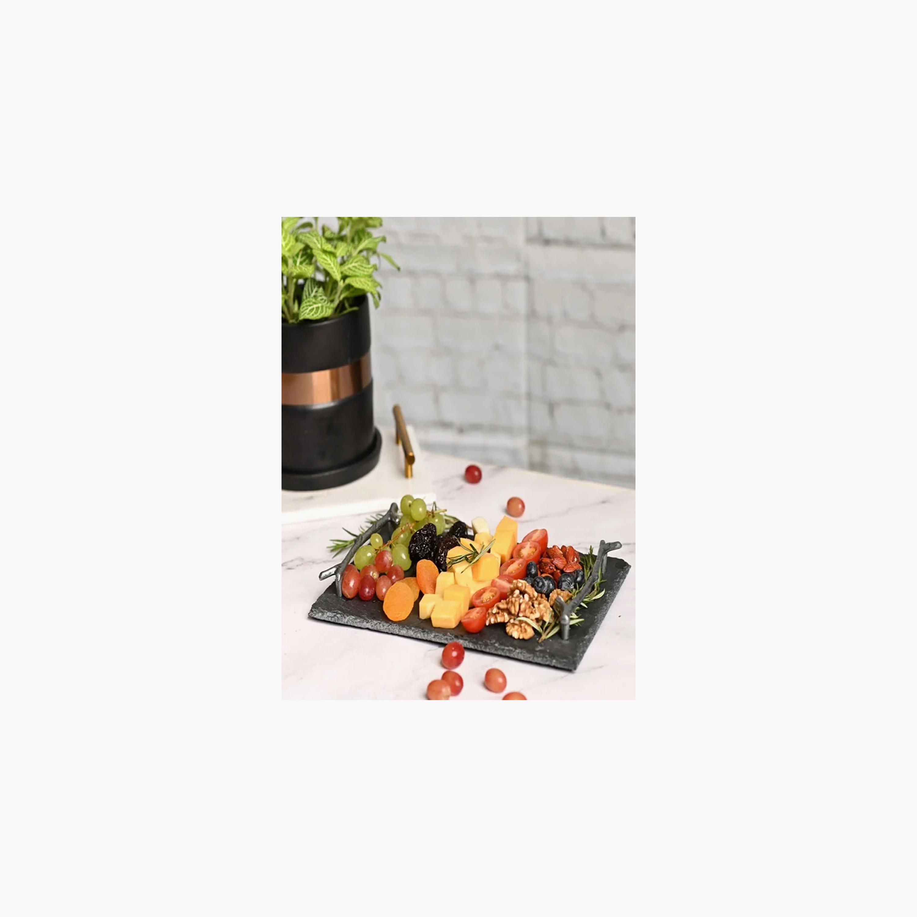 Slate Serving Tray with Handle - 10x20 cms-household-decor-boxesandtrays-image-3