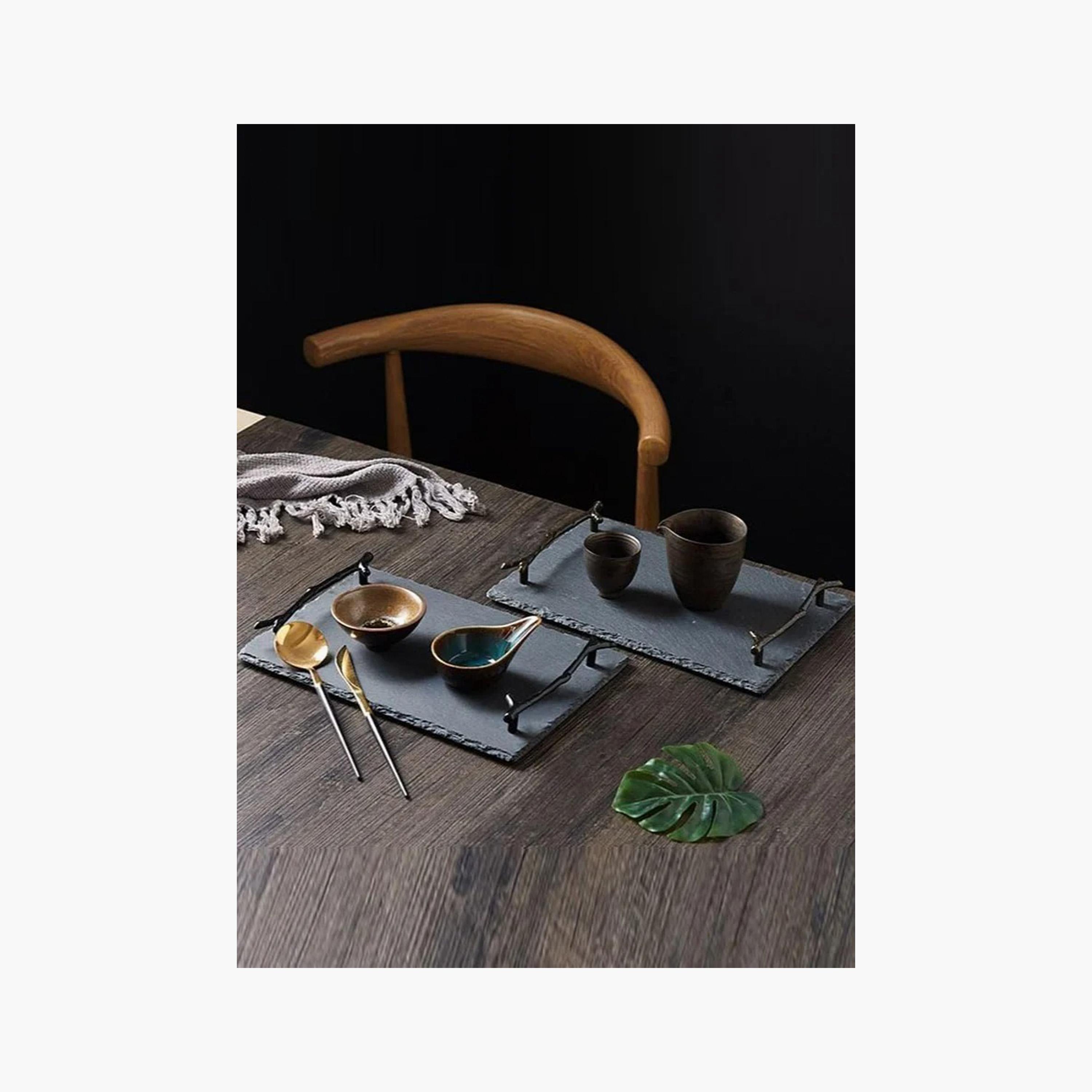 Slate Serving Tray with Handle - 10x20 cms-household-decor-boxesandtrays-image-4