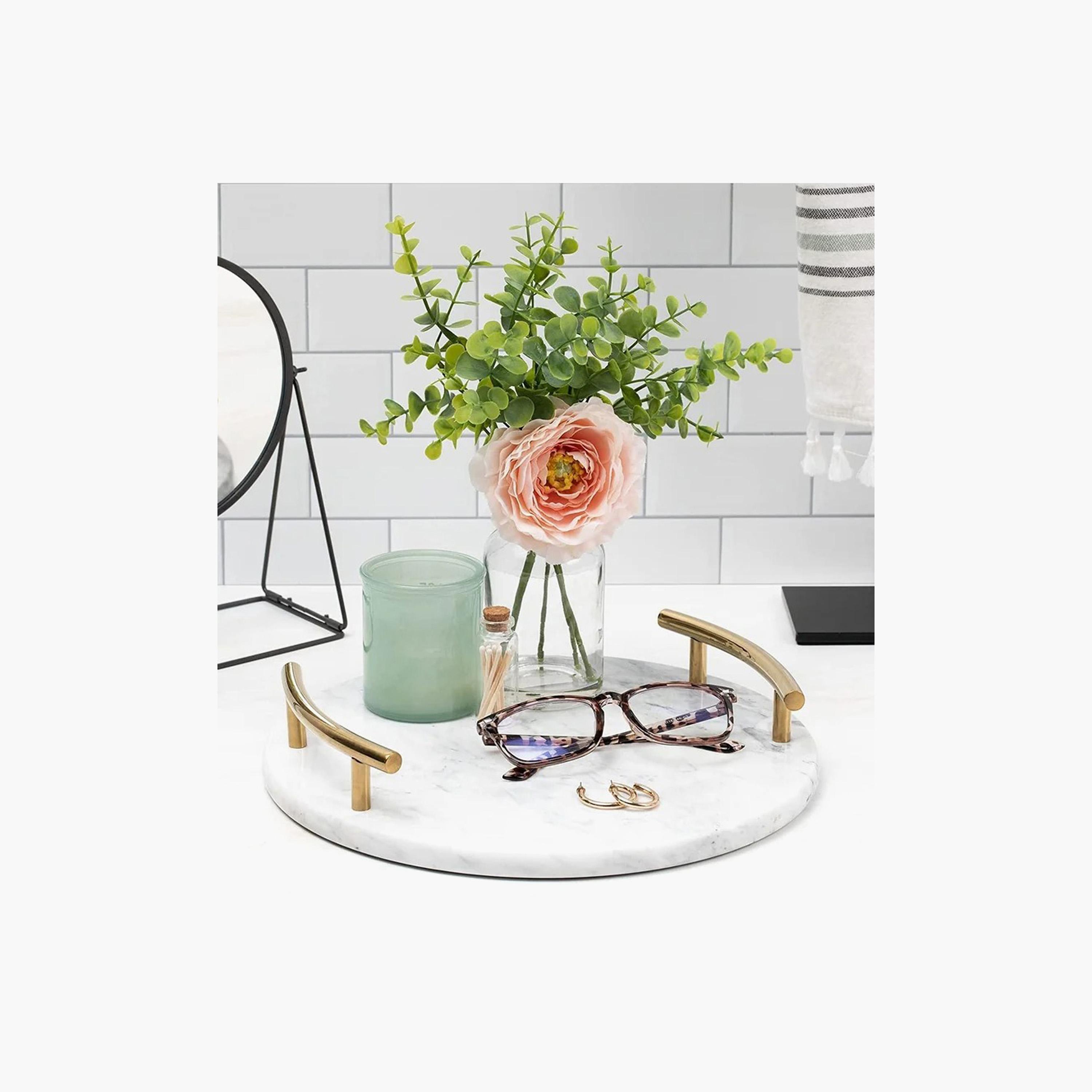 Marble Decorative Tray with Handles-household-decor-boxesandtrays-image-1