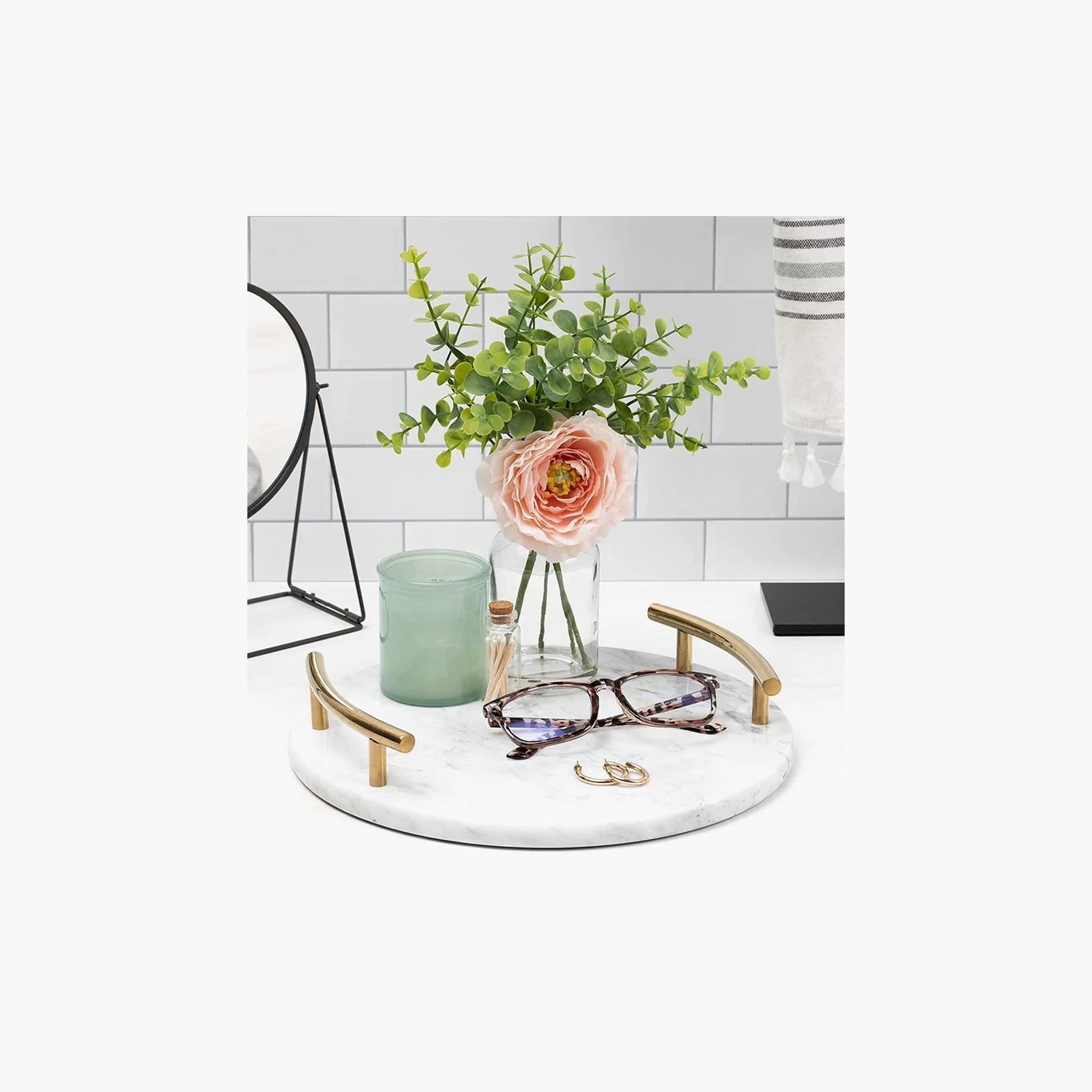Marble Decorative Tray with Handles-household-decor-boxesandtrays-image-3