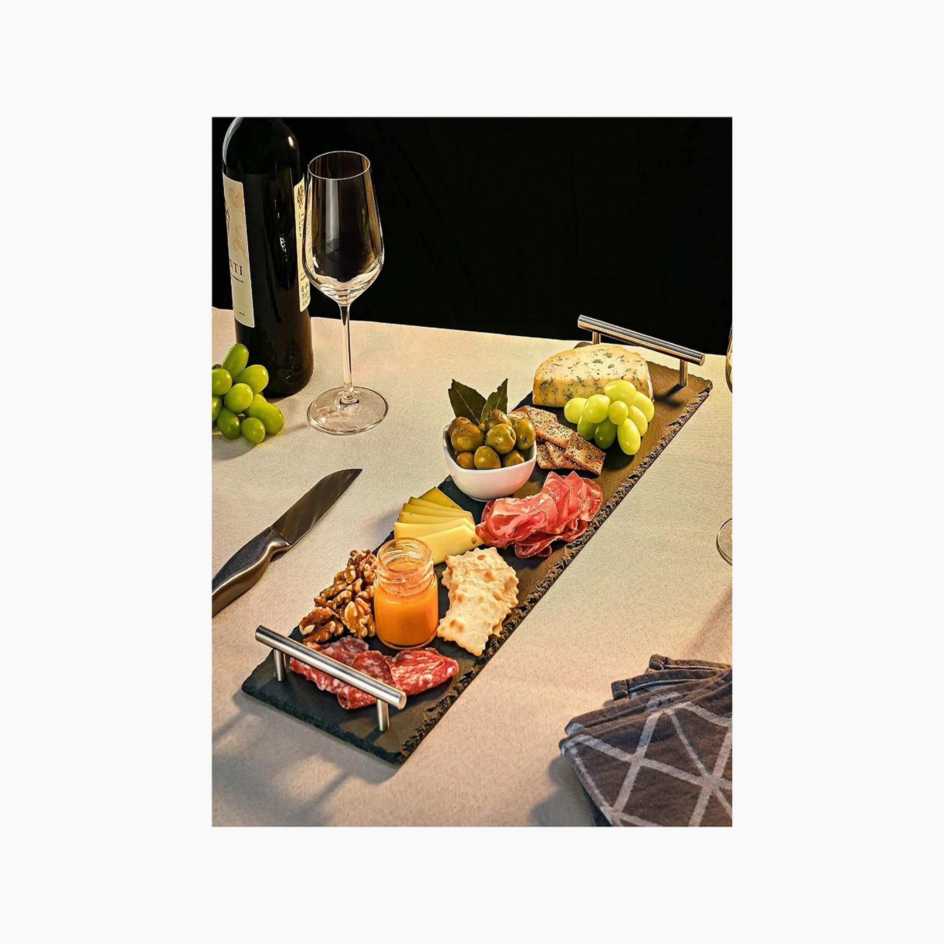 Natural Stone Serving Tray with Handles - 35x15 cms-household-decor-boxesandtrays-image-2