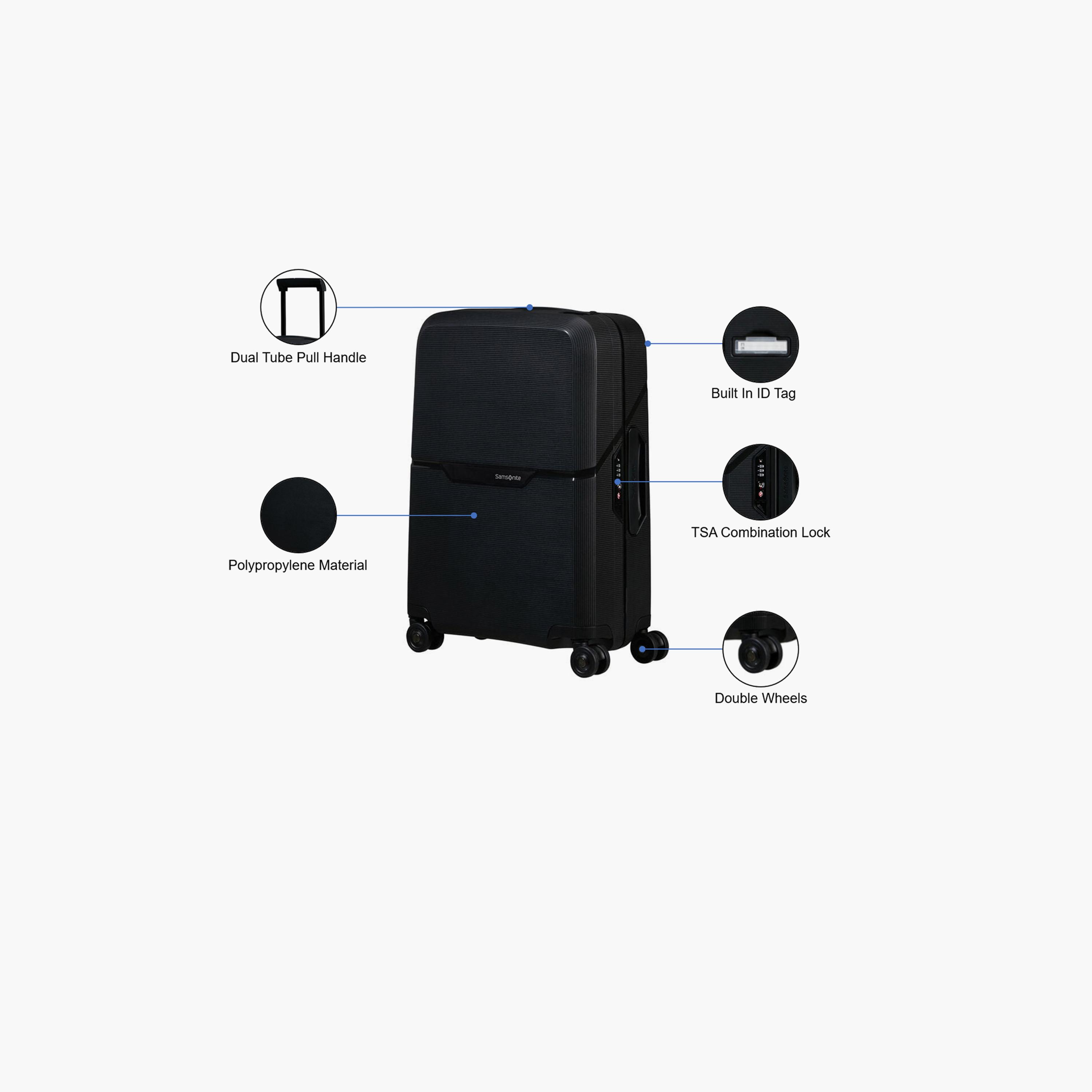 Samsonite Magnum 55 CM Small Cabin Polypropylene Hard Sided 4-Wheeler Spinner Trolley Bag with TSA Lock-travel-luggagesandbags-luggage-image-3