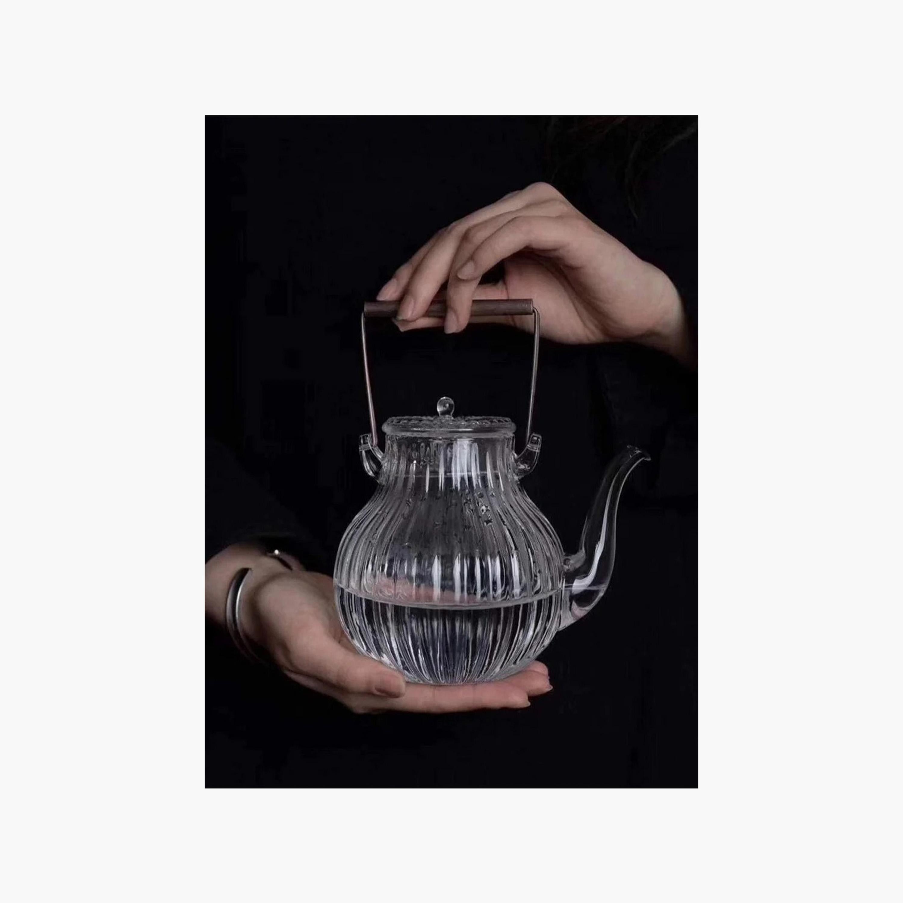 Borosilicate Ridged Glass Teapot With Copper Handle - 600 ml-household-dining-teaandcoffee-vacuumflaskscoffeeandteapots-image-4