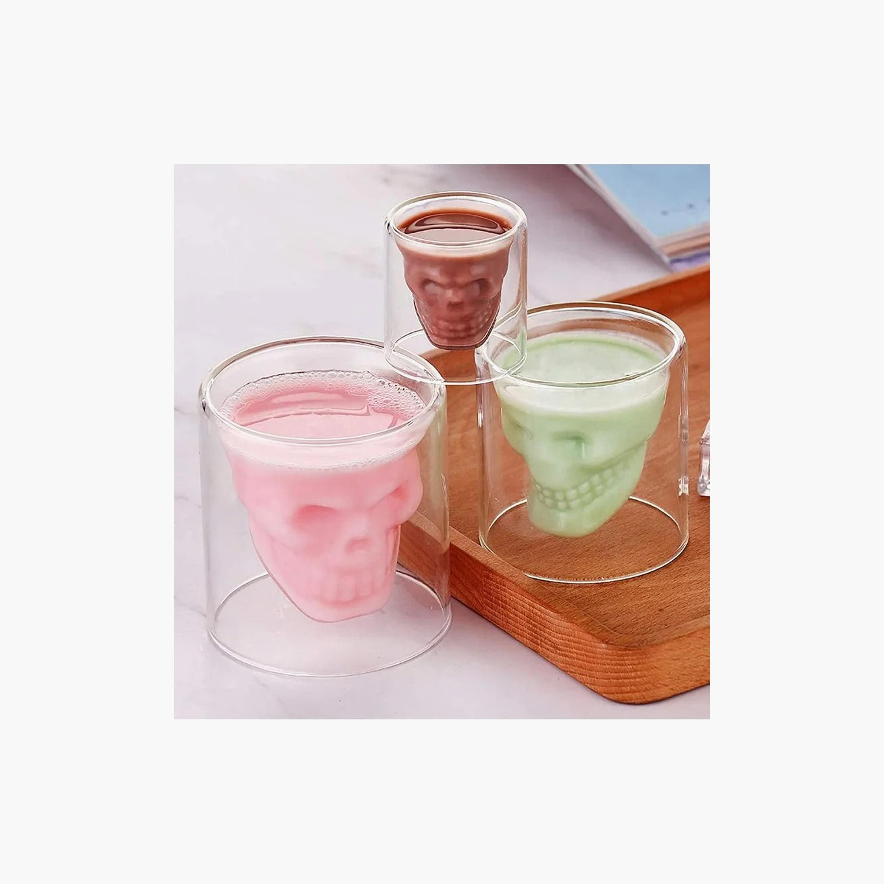 طقم أكواب جمجمة فريد بجدار مزدوج على شكل رأس جمجمة من الكريستال 4 قطع من 1تشيس - 250 مل-household-dining-glassware-drinkingglasses-image-4