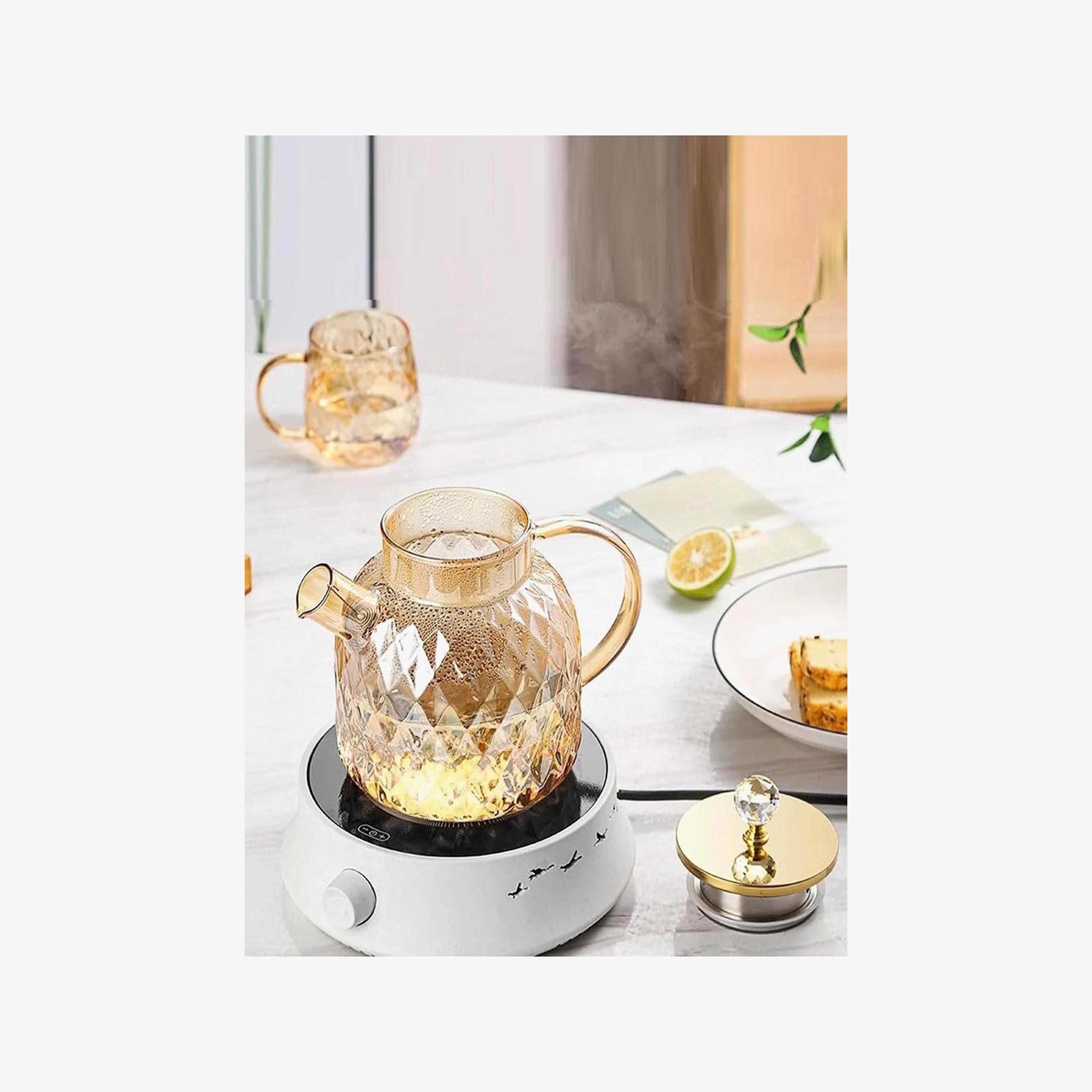إبريق شاي زجاج بوروسيليكات بمصفاة ستانلس ستيل وغطاء من 1 تشيس - 1.2 لتر-household-dining-teaandcoffee-vacuumflaskscoffeeandteapots-image-2