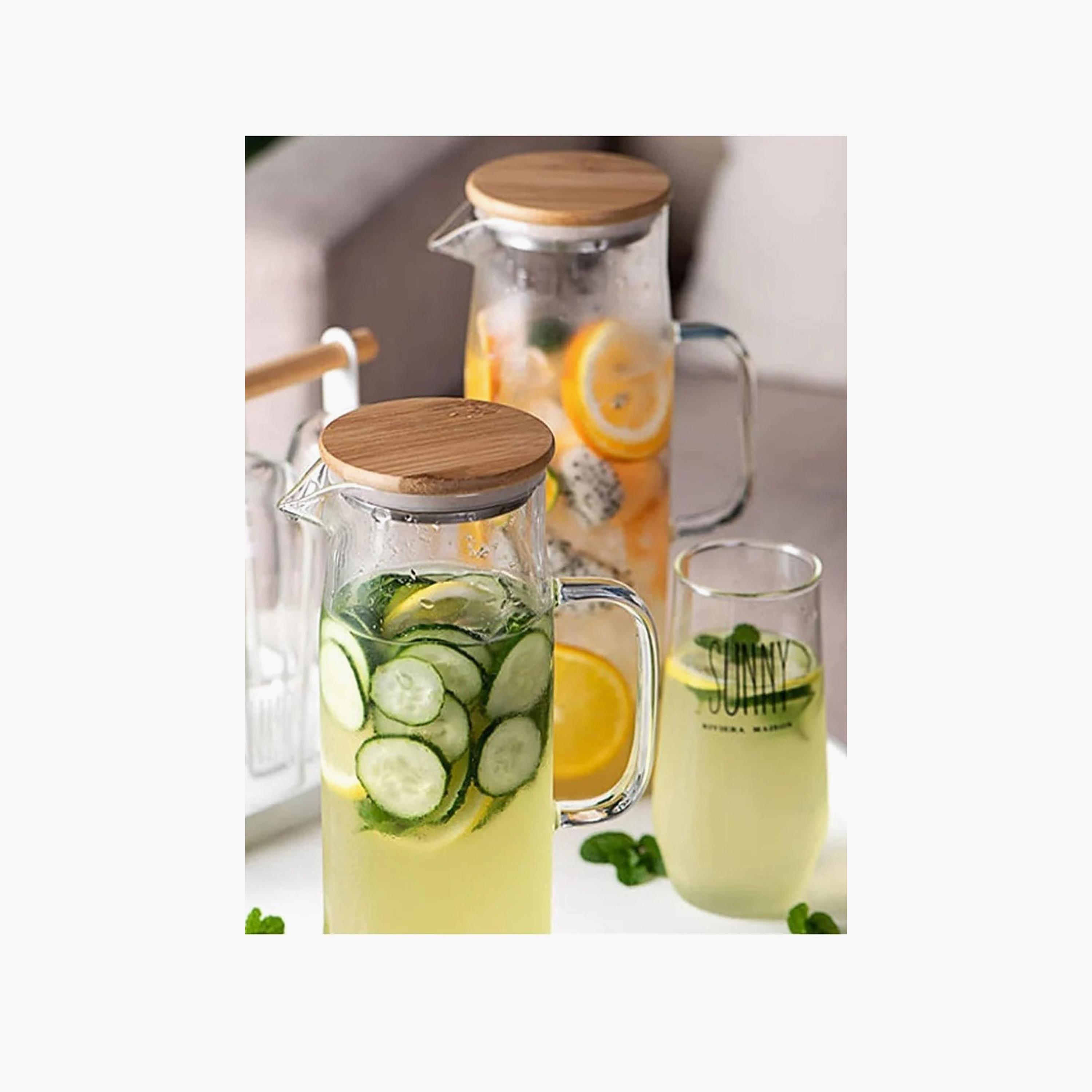 Borosilicate Water Jug with Handle and Bamboo Lid - 1.2 L-household-dining-drinkserveware-jugsdecantersandcarafes-image-2