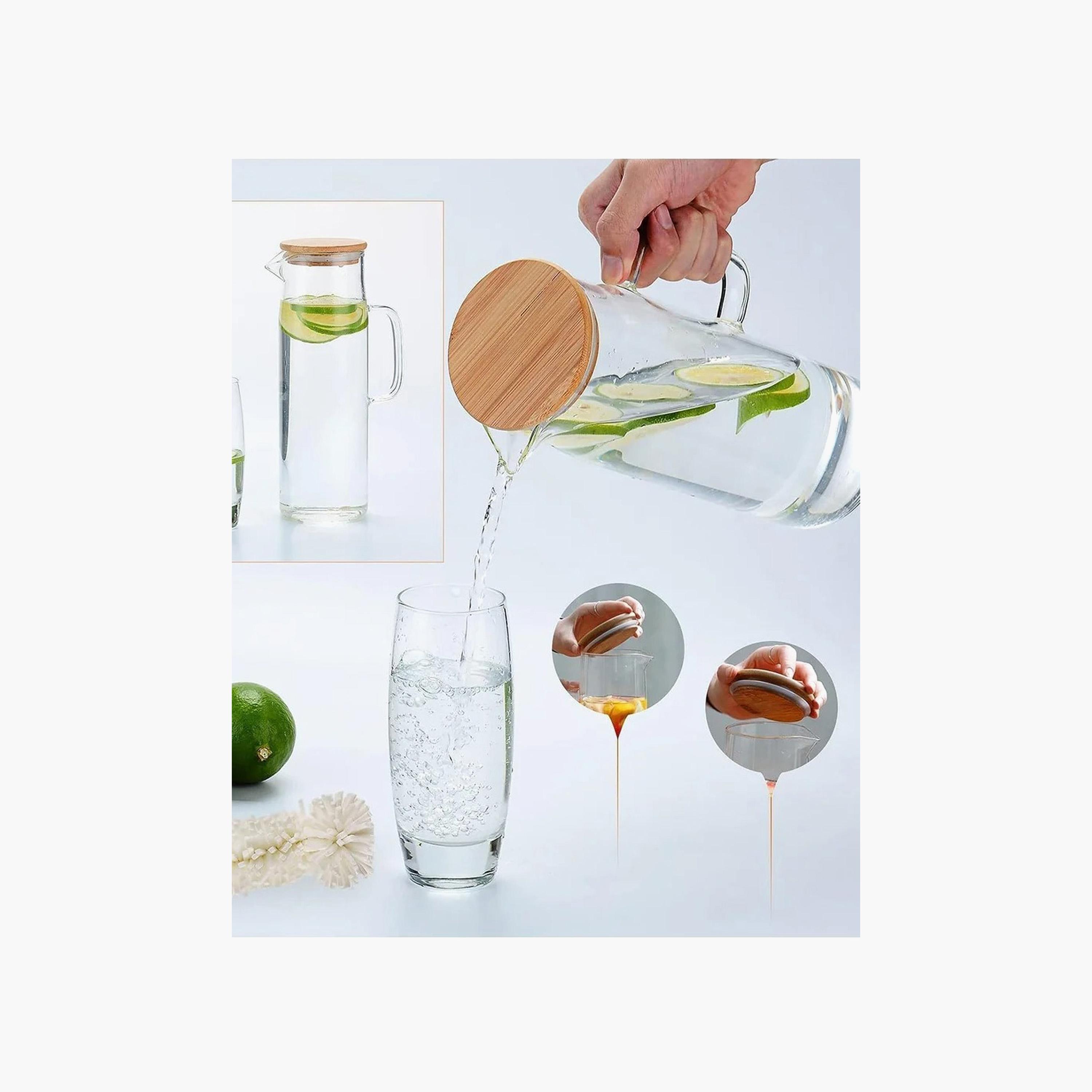 Borosilicate Water Jug with Handle and Bamboo Lid - 1.2 L-household-dining-drinkserveware-jugsdecantersandcarafes-image-3