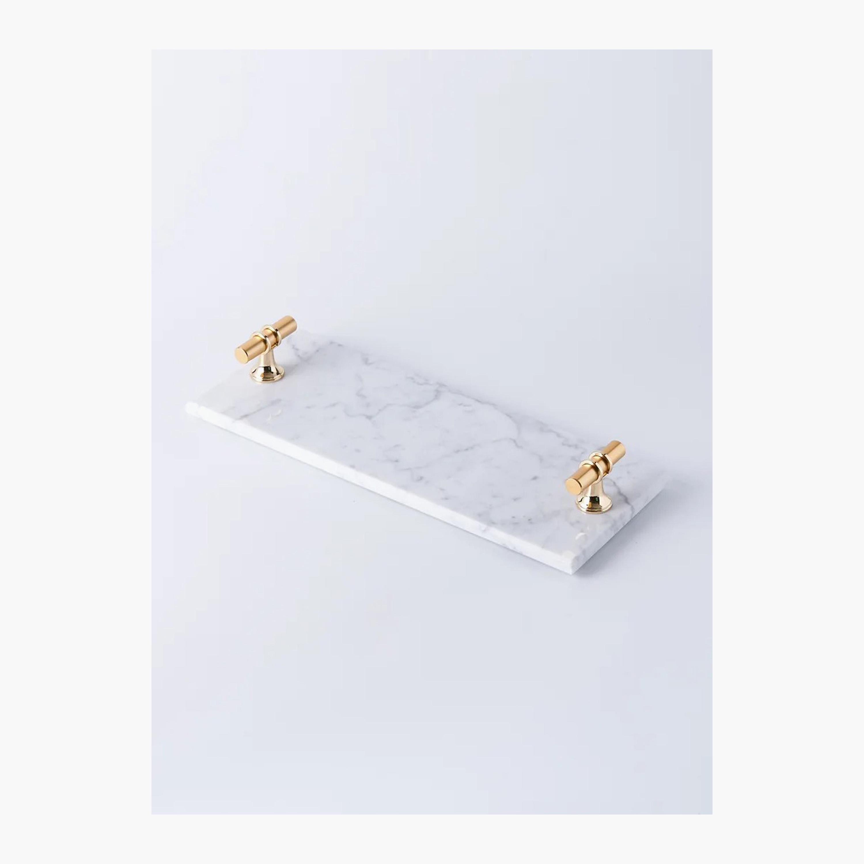 Marble Tray with T-Bar Handle - 30x12 cms-household-decor-boxesandtrays-image-1