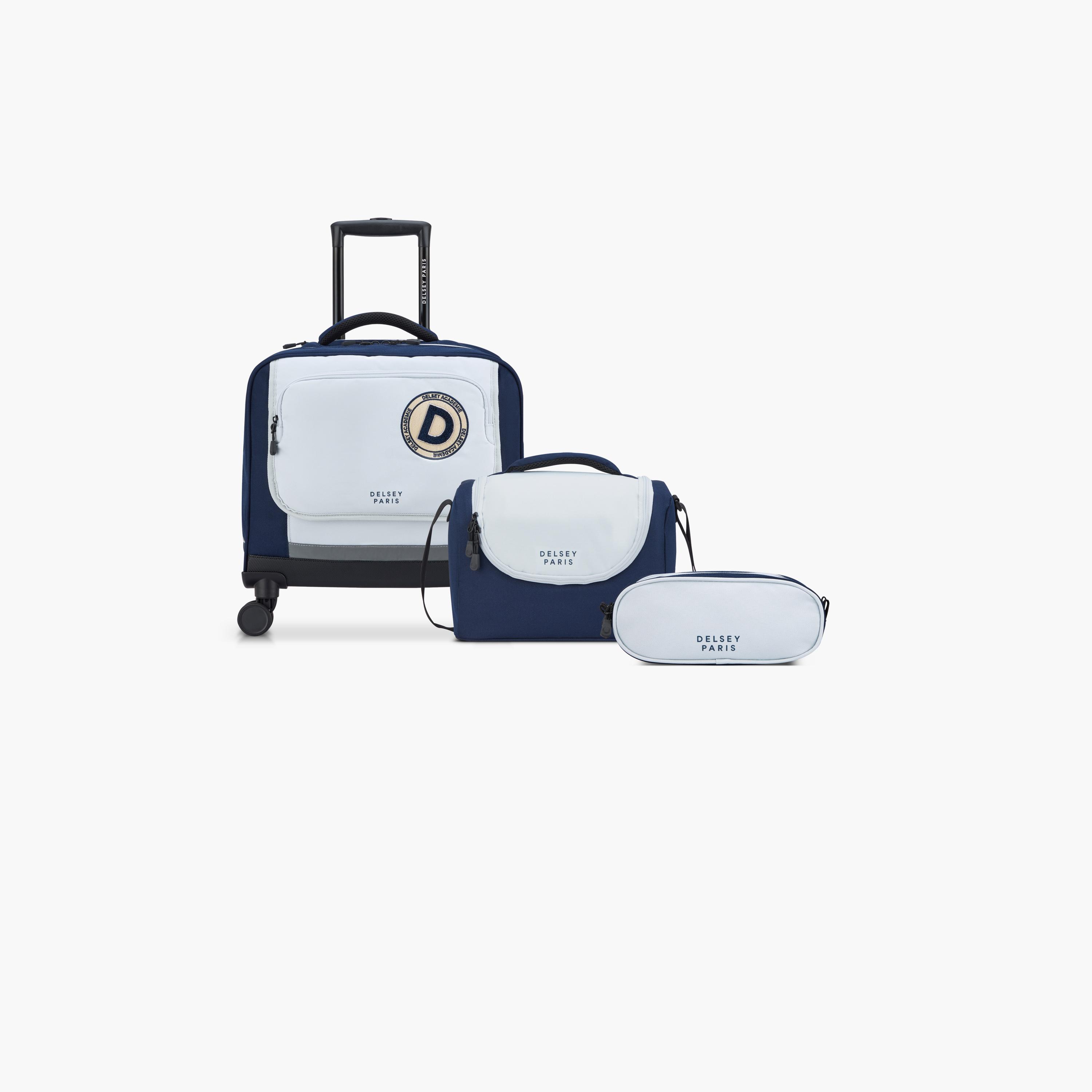 Delsey Paris Academie BTS Collection 2025 3-Piece Set Wheel School Bag, Lunch Bag, Pencil Case Blue Navy-school-bagsandbackpacks-sets-image-1