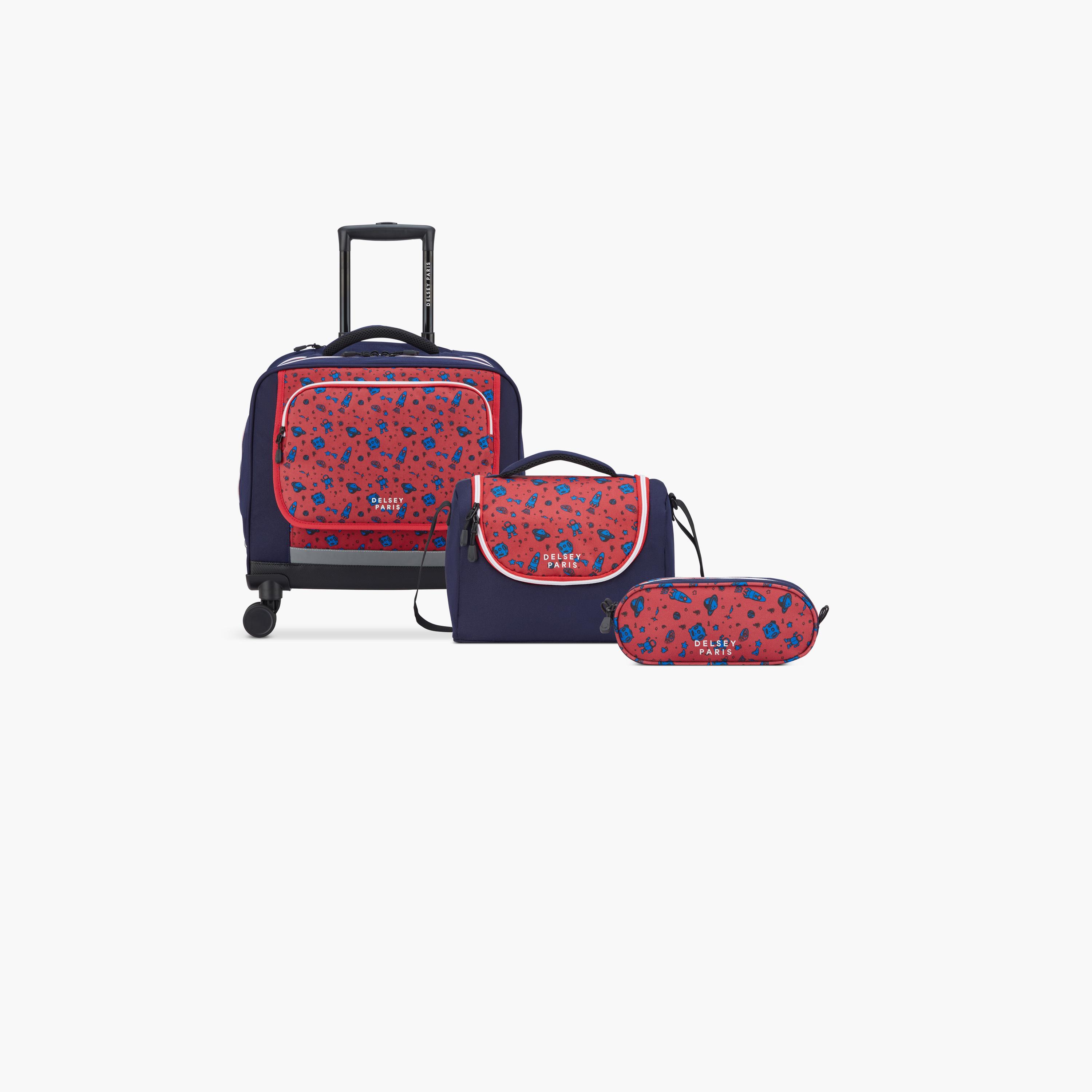 Delsey Paris Academie BTS Collection 2025 3-Piece Set Wheel School Bag, Lunch Bag, Pencil Case Blue Printing-school-bagsandbackpacks-sets-image-1