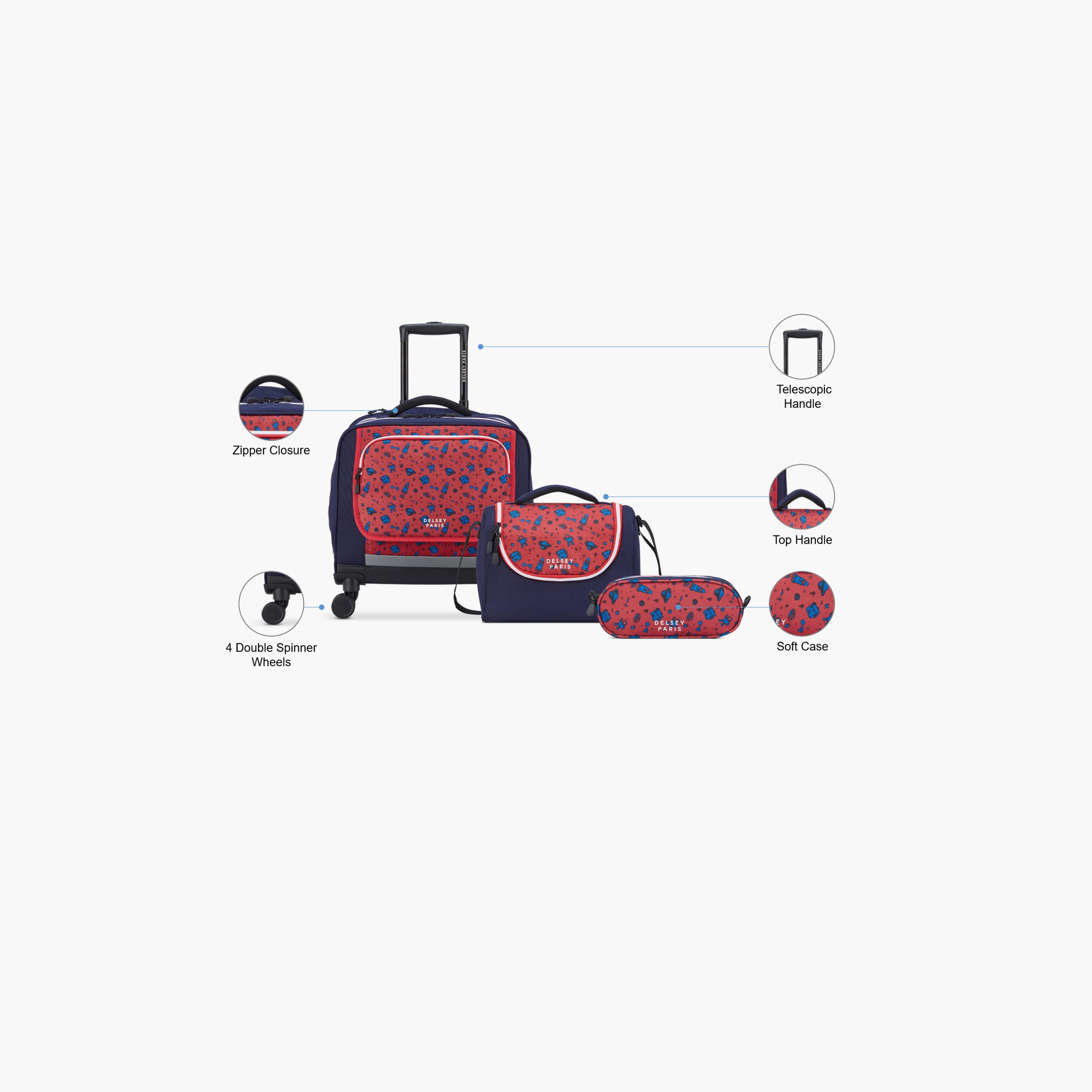 Delsey Paris Academie BTS Collection 2025 3-Piece Set Wheel School Bag, Lunch Bag, Pencil Case Blue Printing-school-bagsandbackpacks-sets-image-3