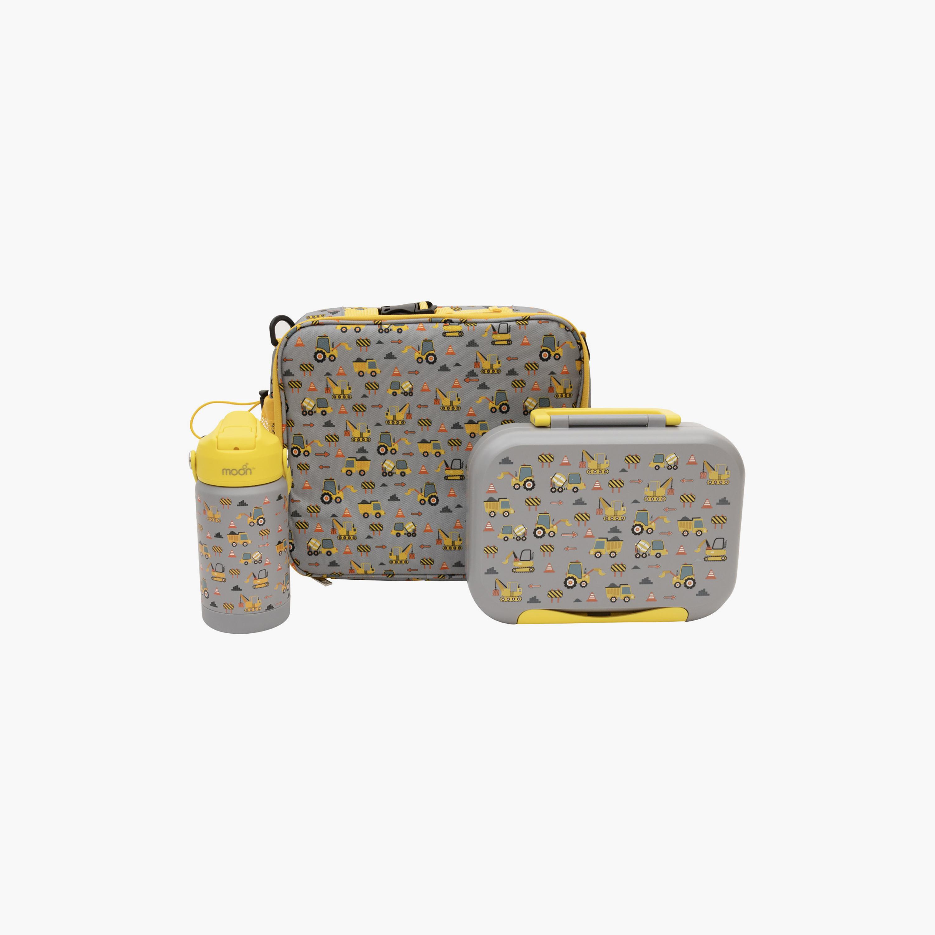 Moon 3-Piece Printed Lunch Box Set - Excavator-school-lunchessentials-sets-image-1