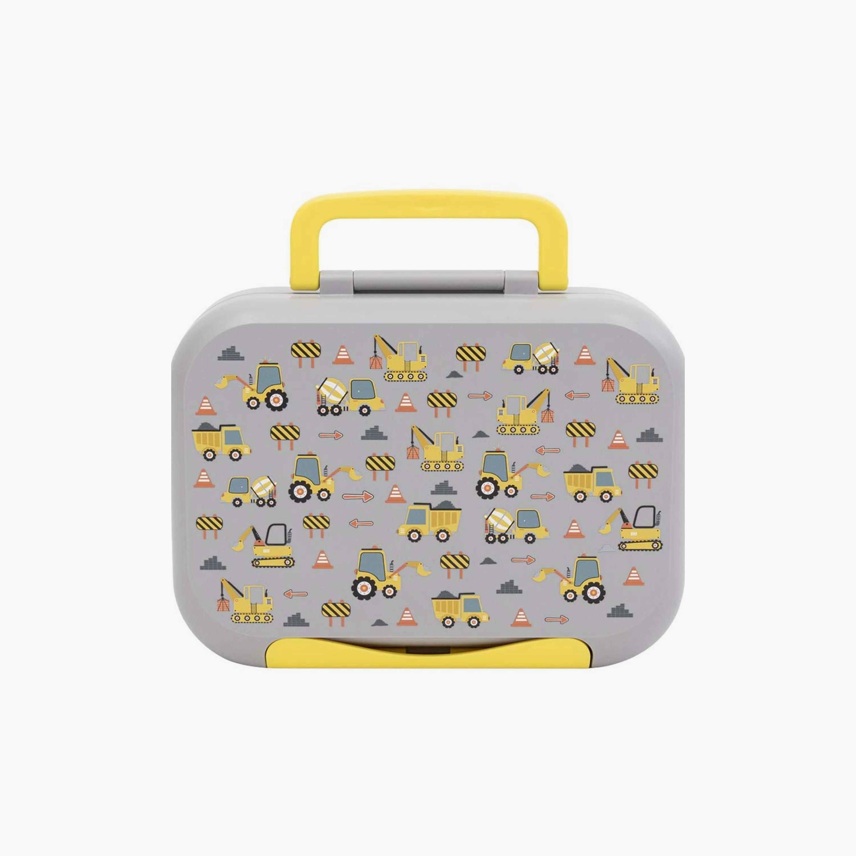 Moon Printed Insulated Water Bottle with Lunch Box - Excavator-school-lunchessentials-sets-image-2