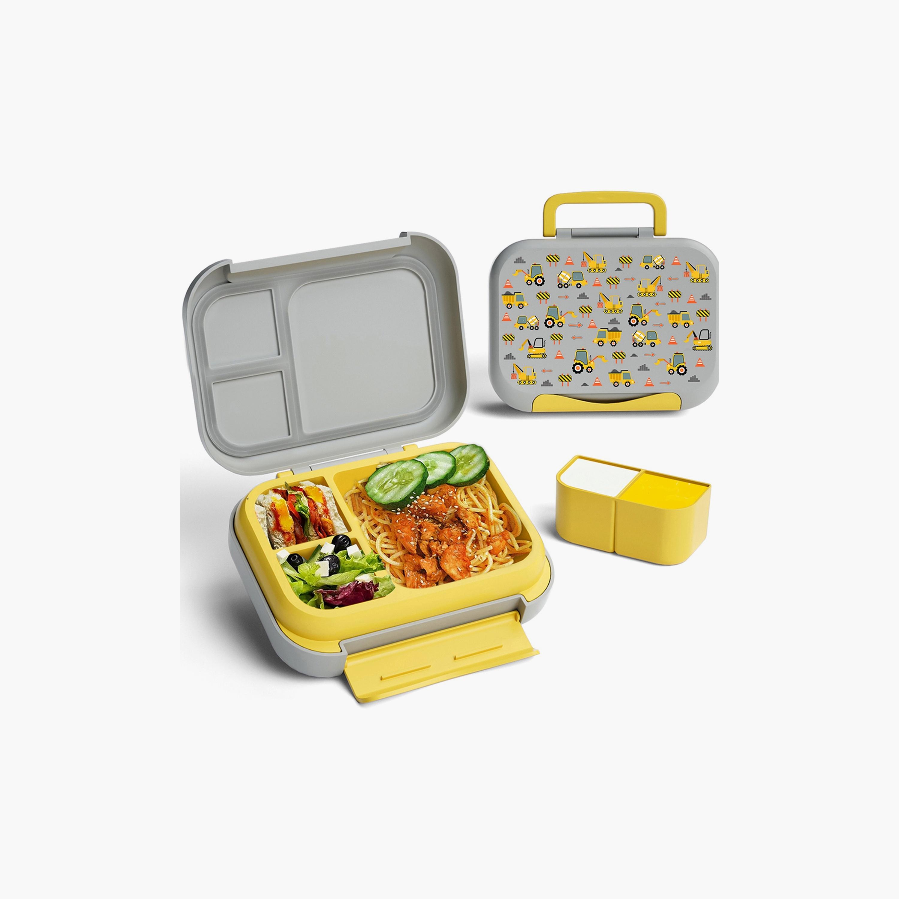 Moon Printed Insulated Water Bottle with Lunch Box - Excavator-school-lunchessentials-sets-image-3
