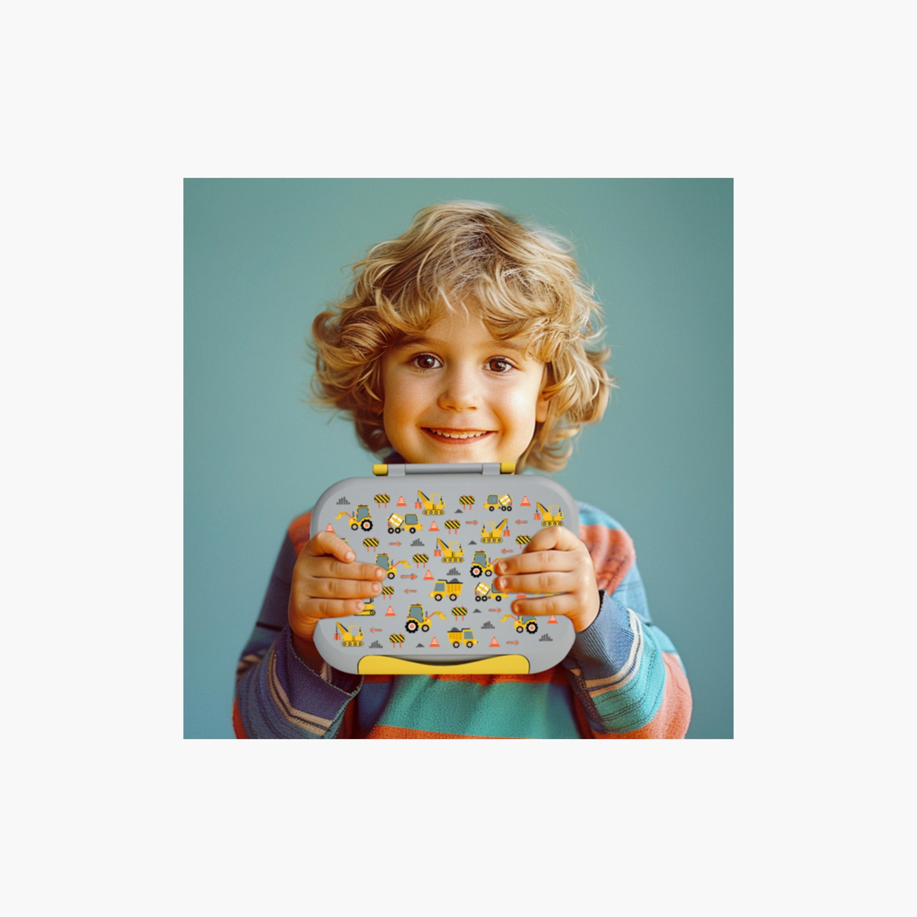 Moon Printed Insulated Water Bottle with Lunch Box - Excavator-school-lunchessentials-sets-image-4