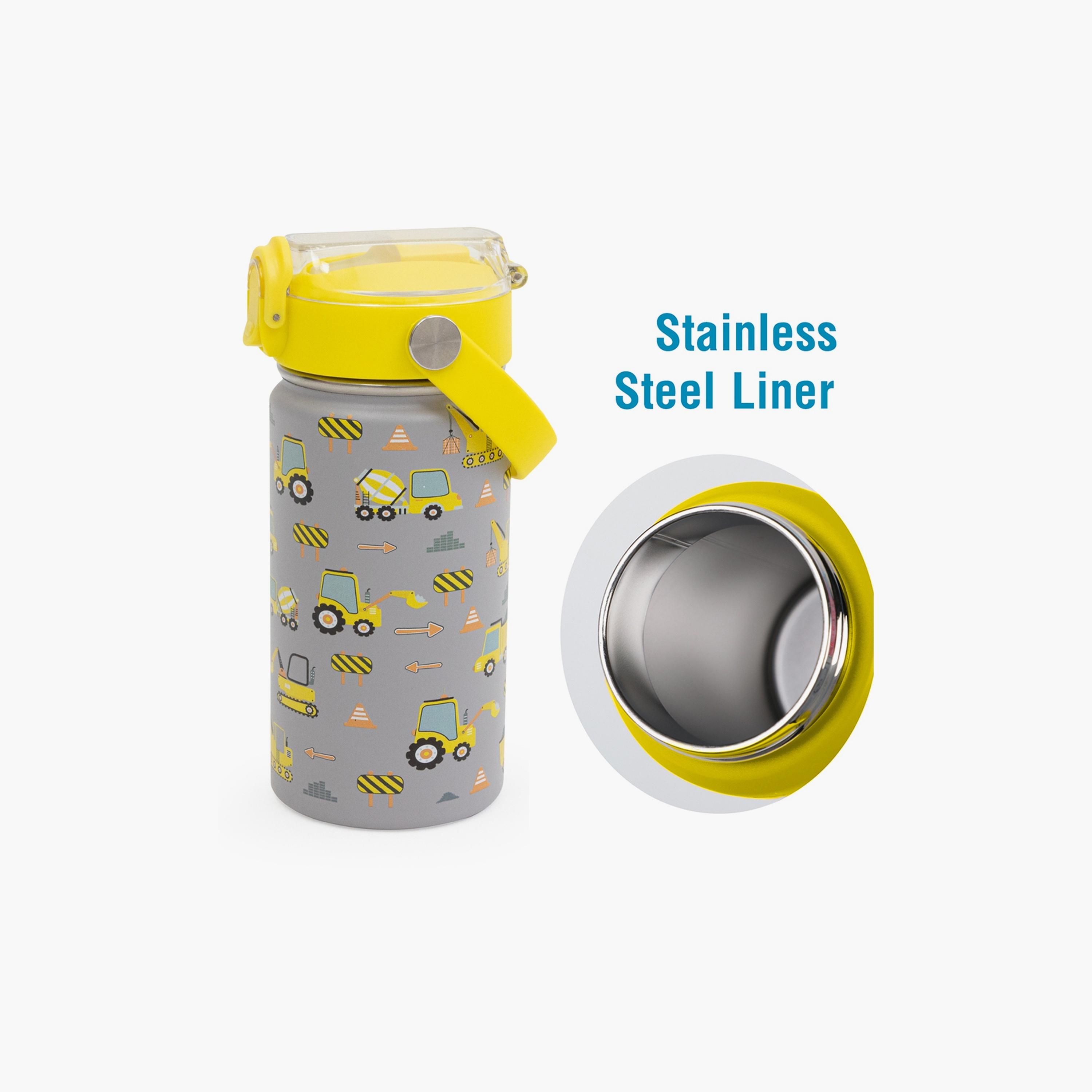 Moon Printed Insulated Water Bottle with Lunch Box - Excavator-school-lunchessentials-sets-image-5