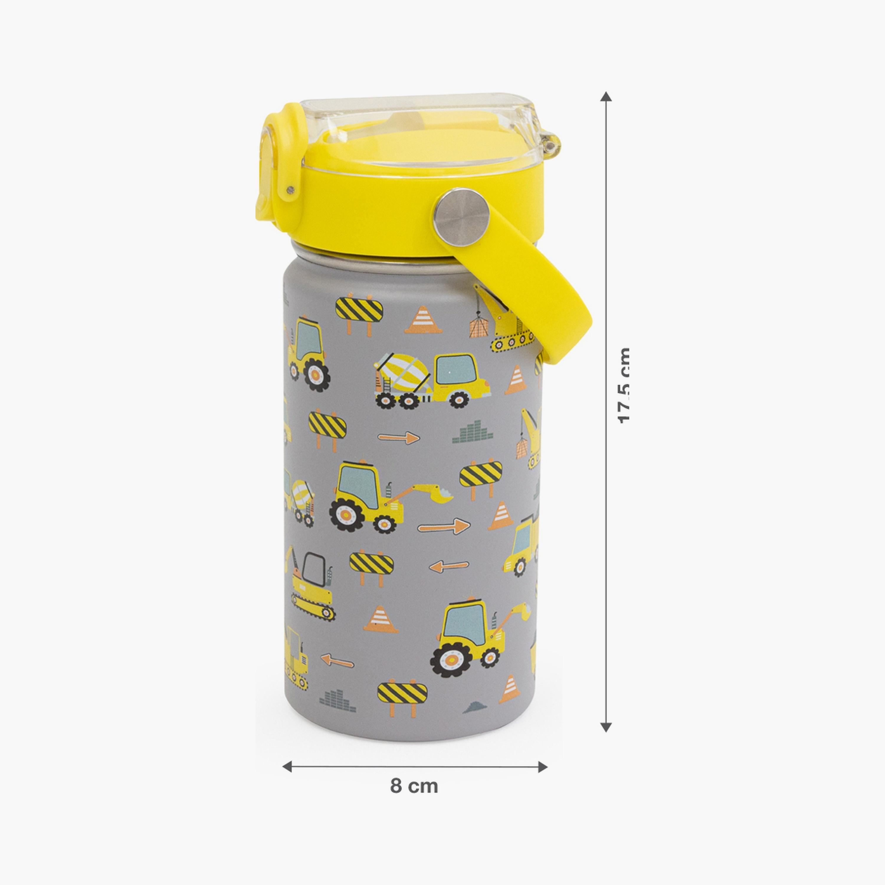 Moon Printed Insulated Water Bottle with Lunch Box - Excavator-school-lunchessentials-sets-image-6