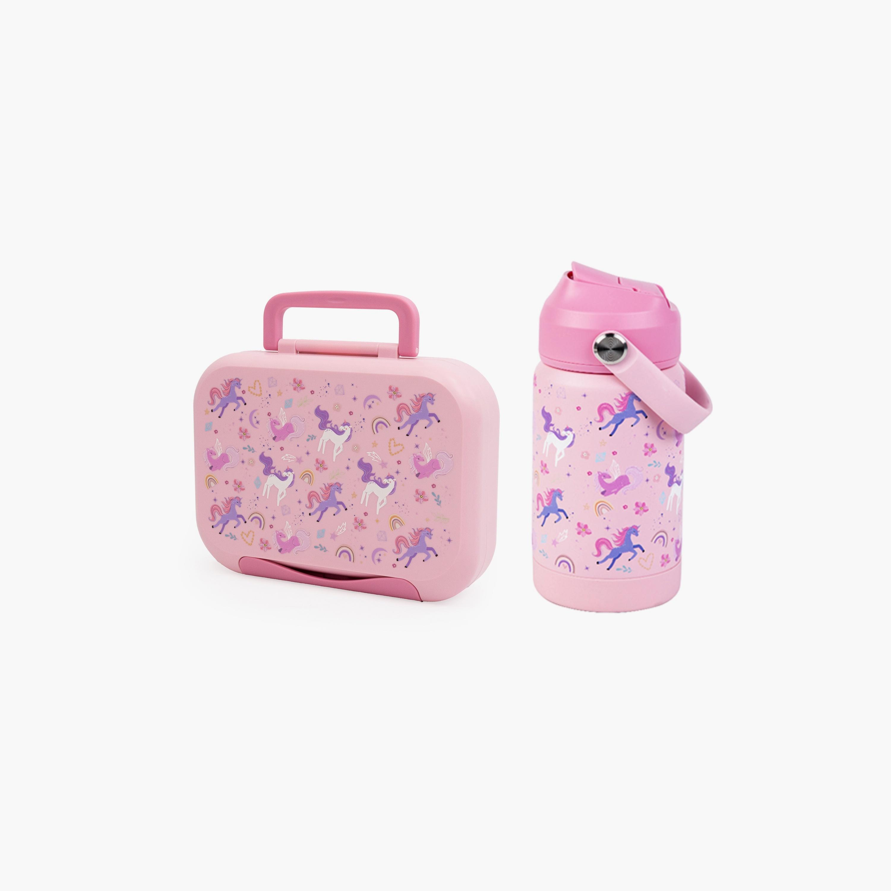 زجاجة مياه معزولة مطبوعة مع صندوق غداء من مون - يونيكورن-school-lunchessentials-sets-image-7
