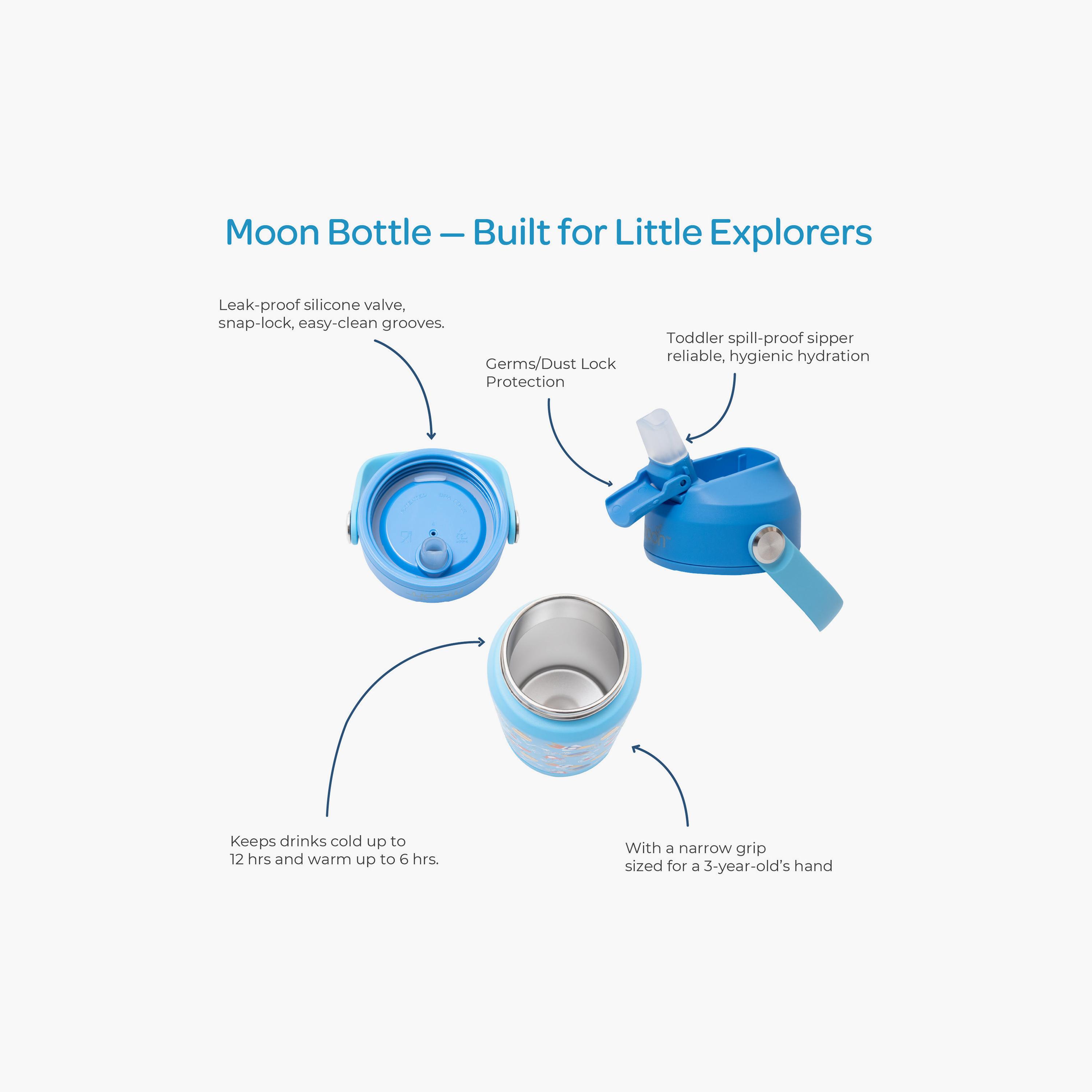 Moon Leak Proof Insulated Printed Water Bottle - Space-school-waterbottles-image-5
