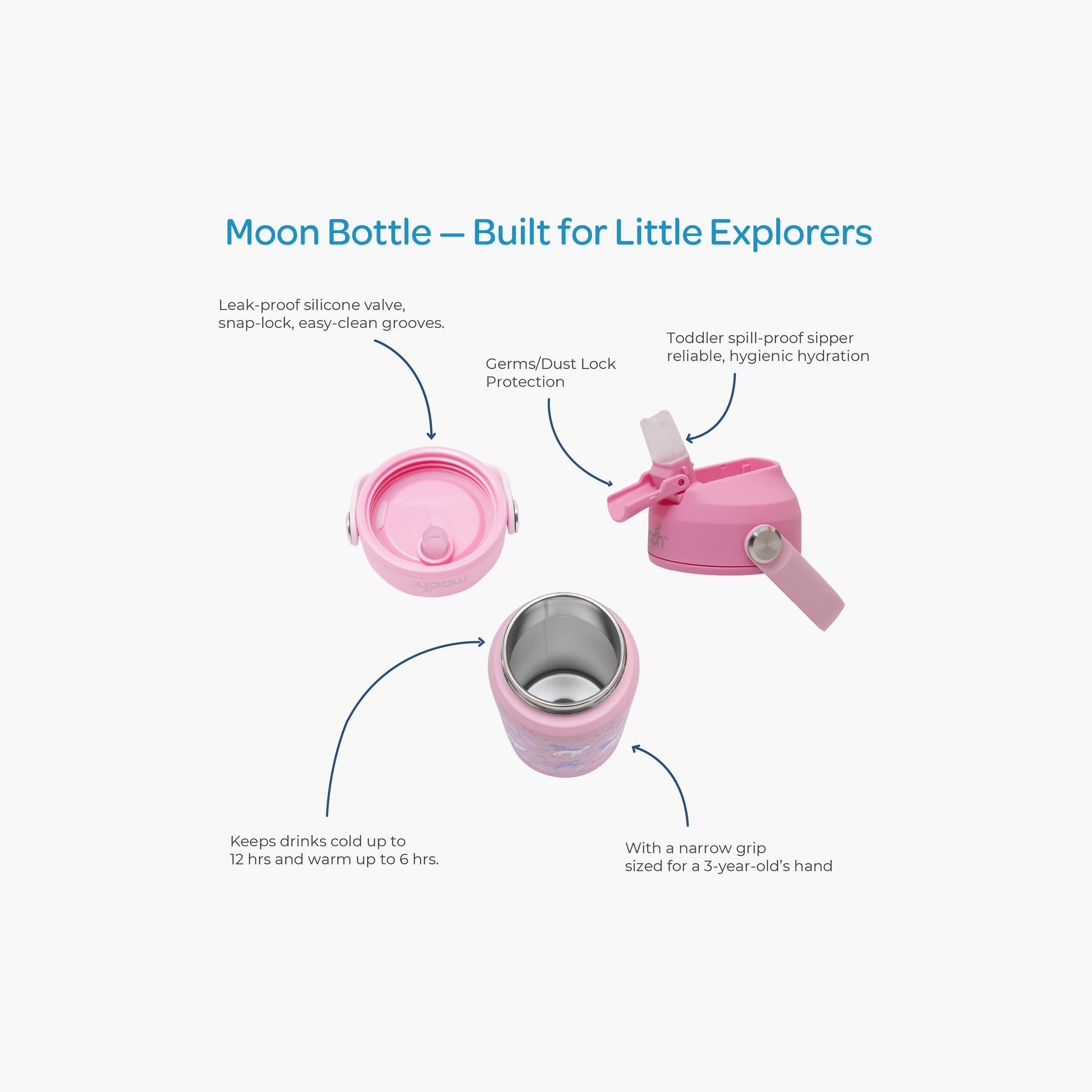Moon Leak Proof Insulated Printed Water Bottle - Unicorn-school-waterbottles-image-5