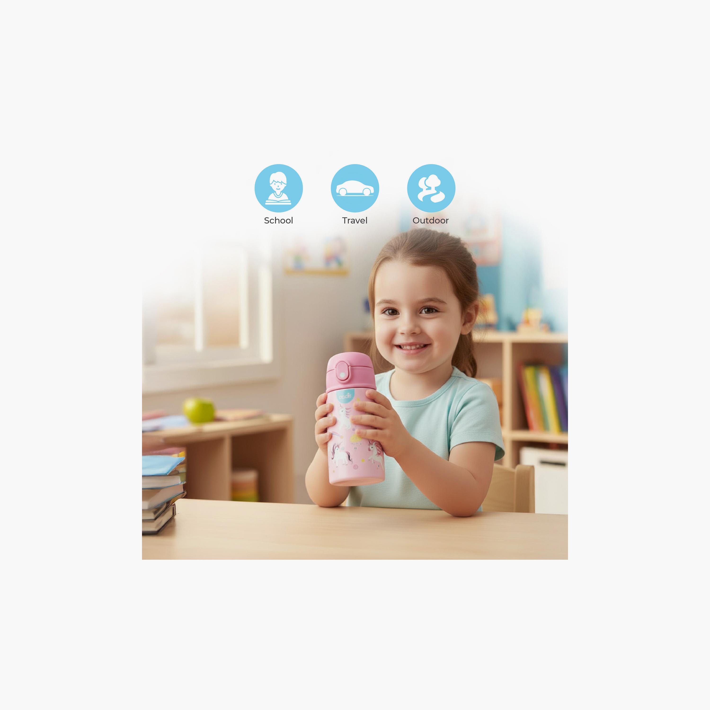 Moon Printed Insulated Stainless Steel Water Bottle - 400ml - Unicorn-school-waterbottles-image-4