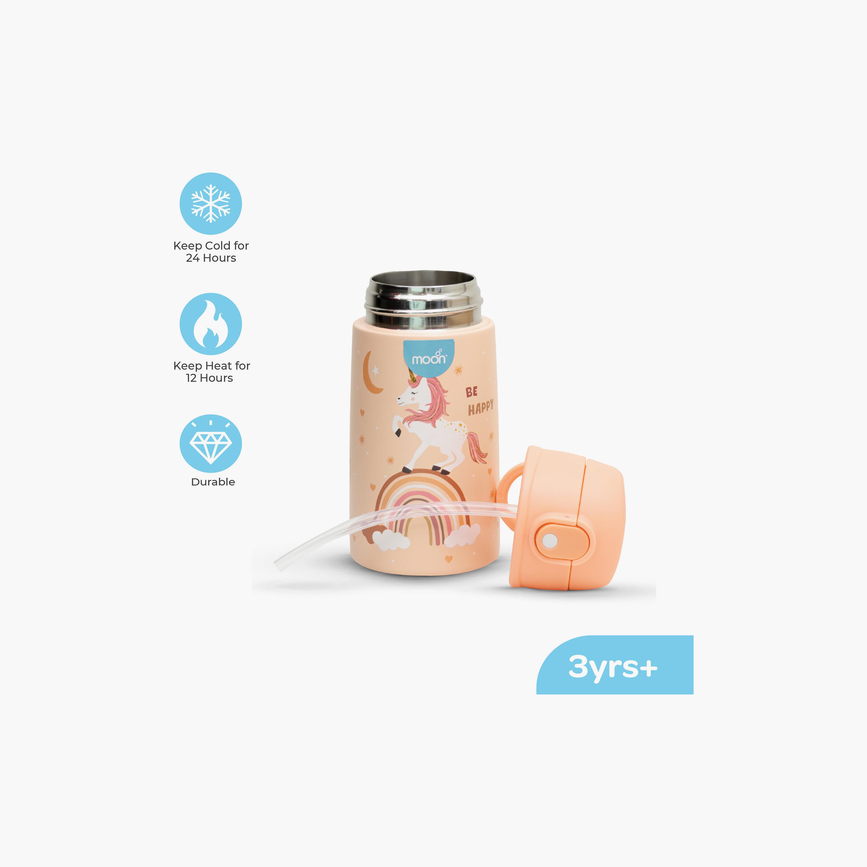 زجاجة مياه معزولة من الفولاذ المقاوم للصدأ مطبوعة من مون - 400 مل - يونيكورن-school-waterbottles-image-2
