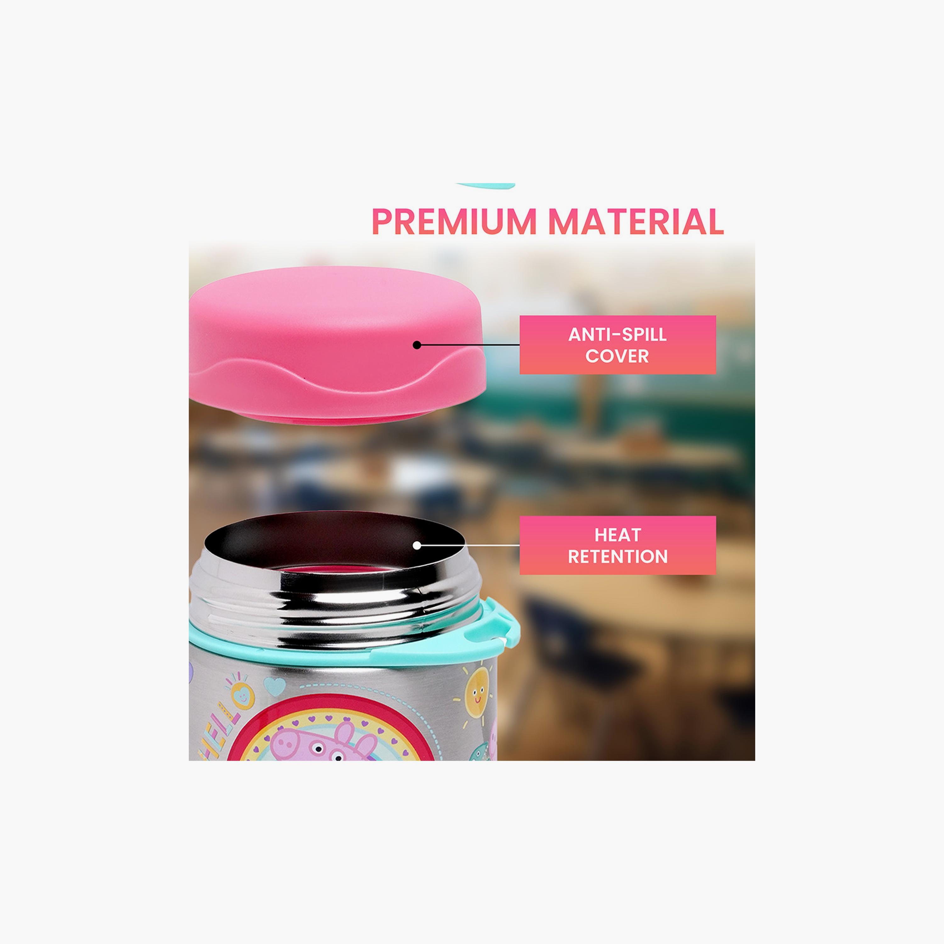 جرة طعام معزول بطبعة بيبا بيج مع ملعقة من بامبو بارك - 350 مل-school-lunchessentials-lunchboxes-image-3