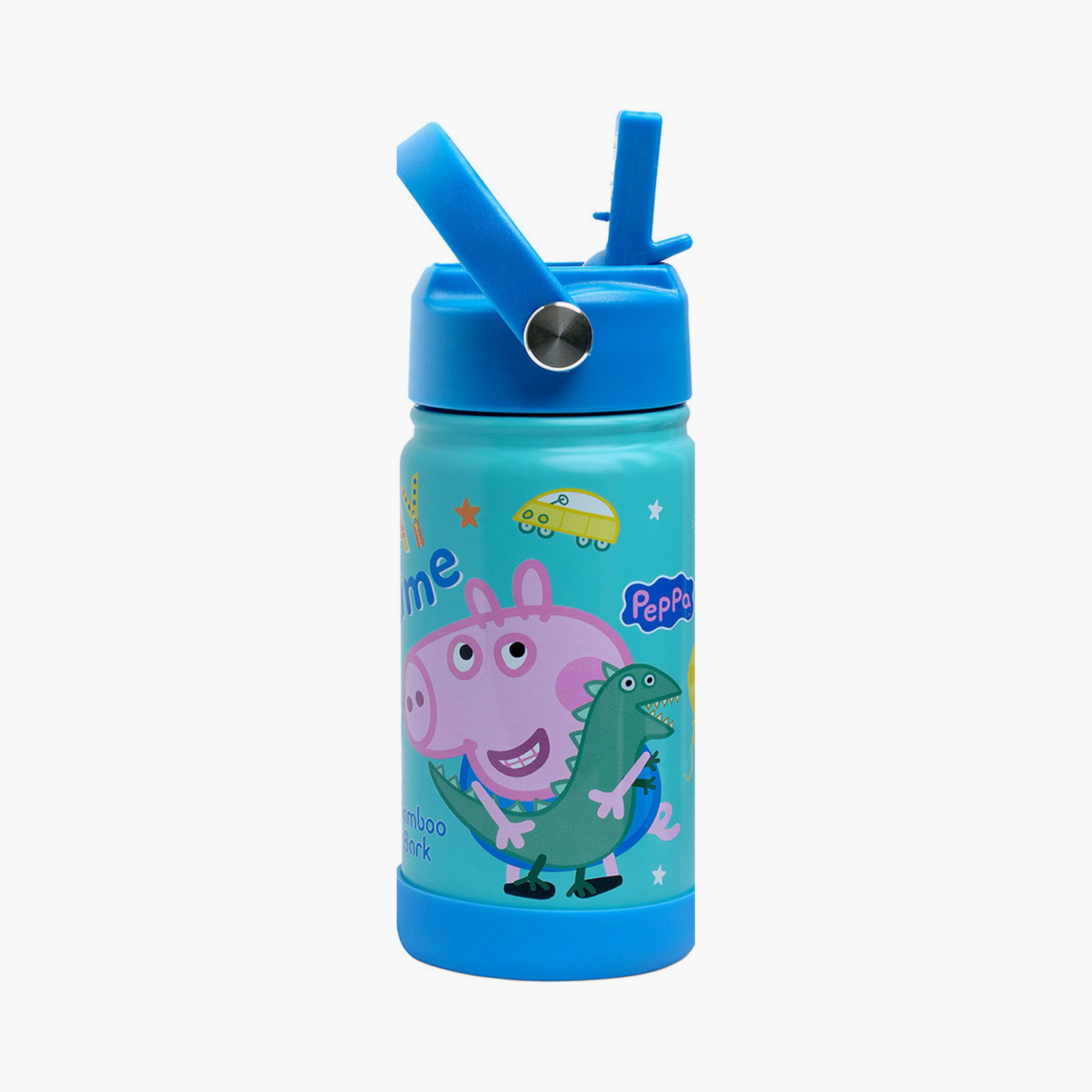 زجاجة مياه معزولة بطبعة جورج بيج مع ماصة ومقبض من بامبو بارك - 350 مل-school-waterbottles-image-1