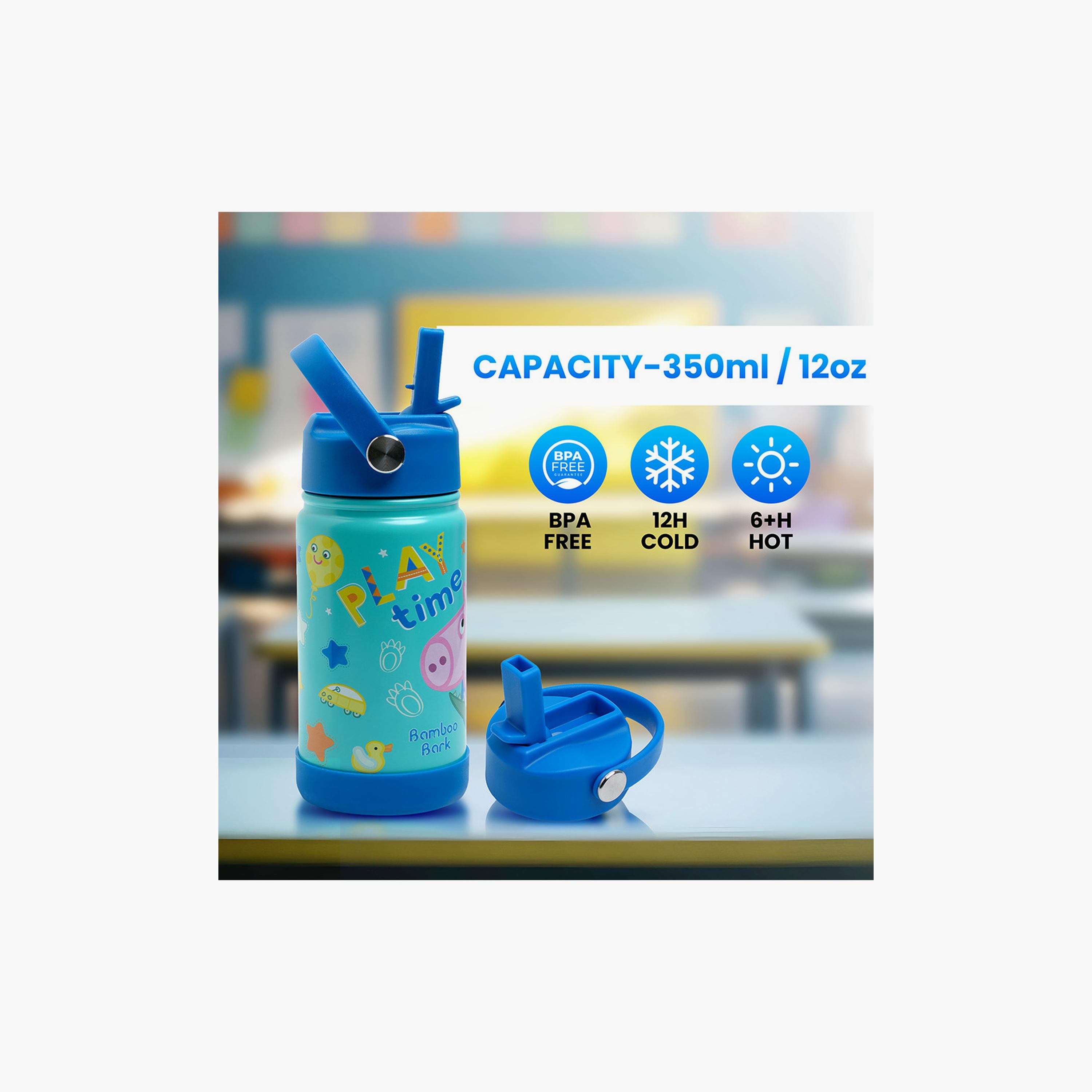 زجاجة مياه معزولة بطبعة جورج بيج مع ماصة ومقبض من بامبو بارك - 350 مل-school-waterbottles-image-3