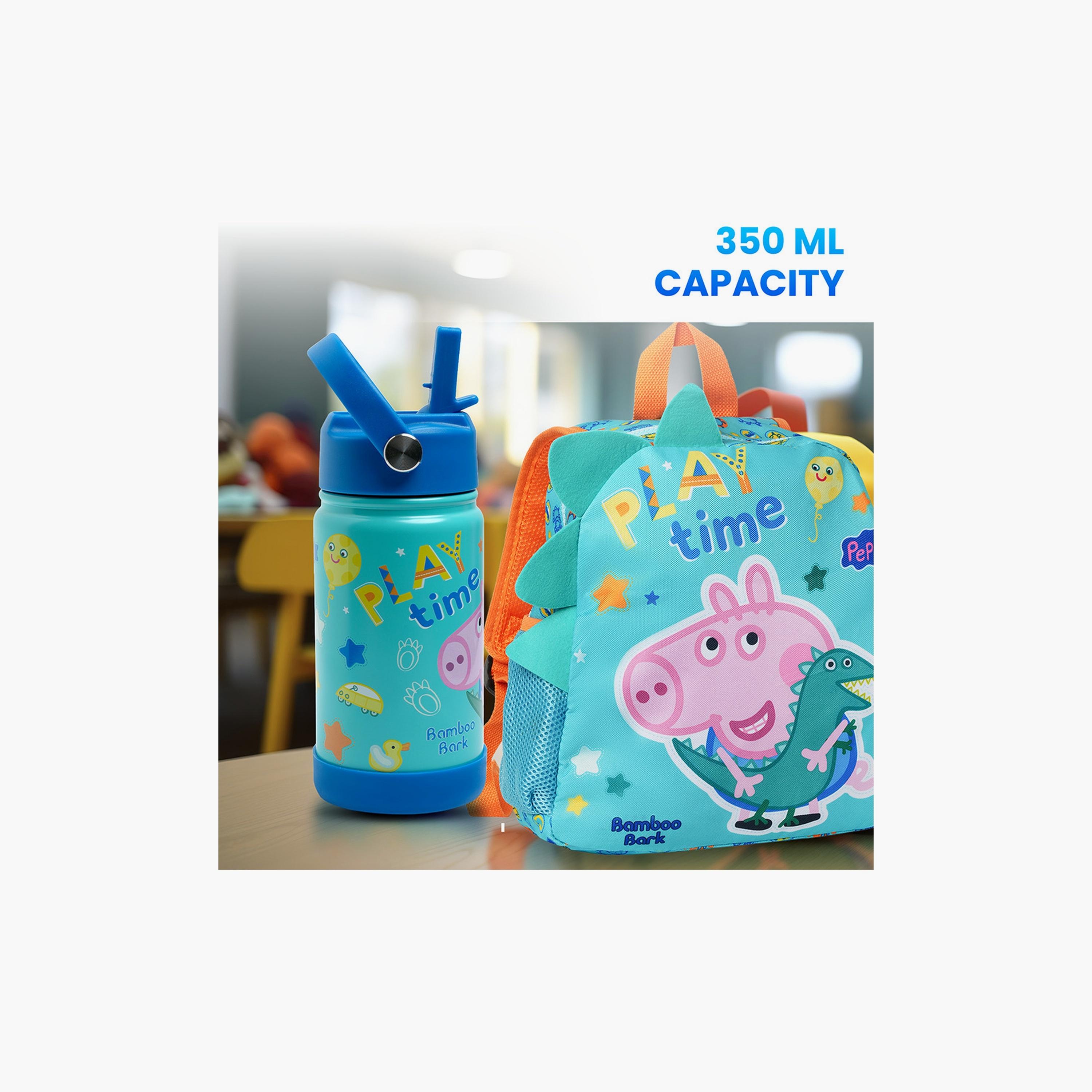 زجاجة مياه معزولة بطبعة جورج بيج مع ماصة ومقبض من بامبو بارك - 350 مل-school-waterbottles-image-6