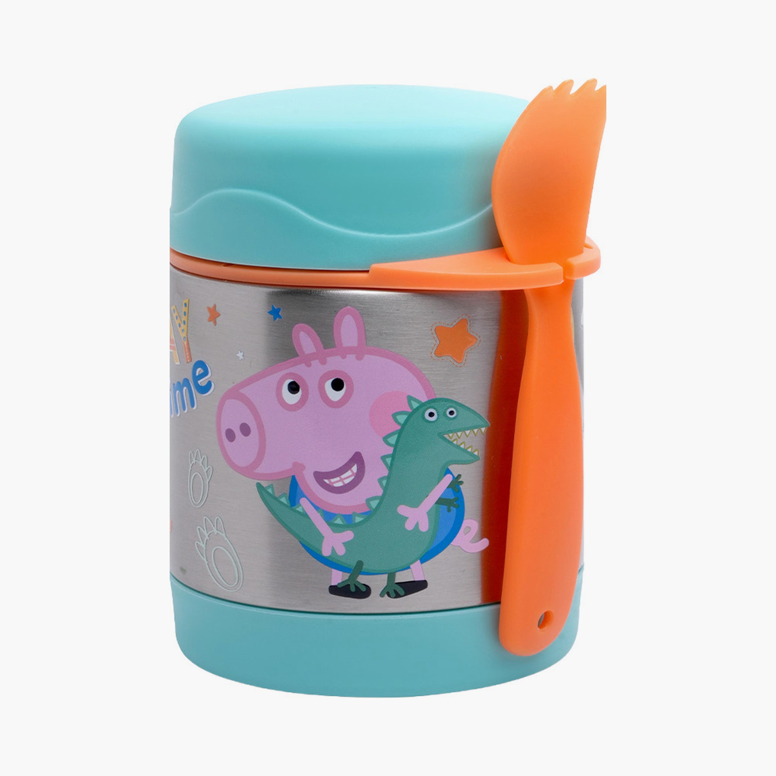 وعاء طعام معزول بطبعة جورج بيج مع ملعقة من بامبو بارك - 350 مل-school-lunchessentials-lunchboxes-image-1
