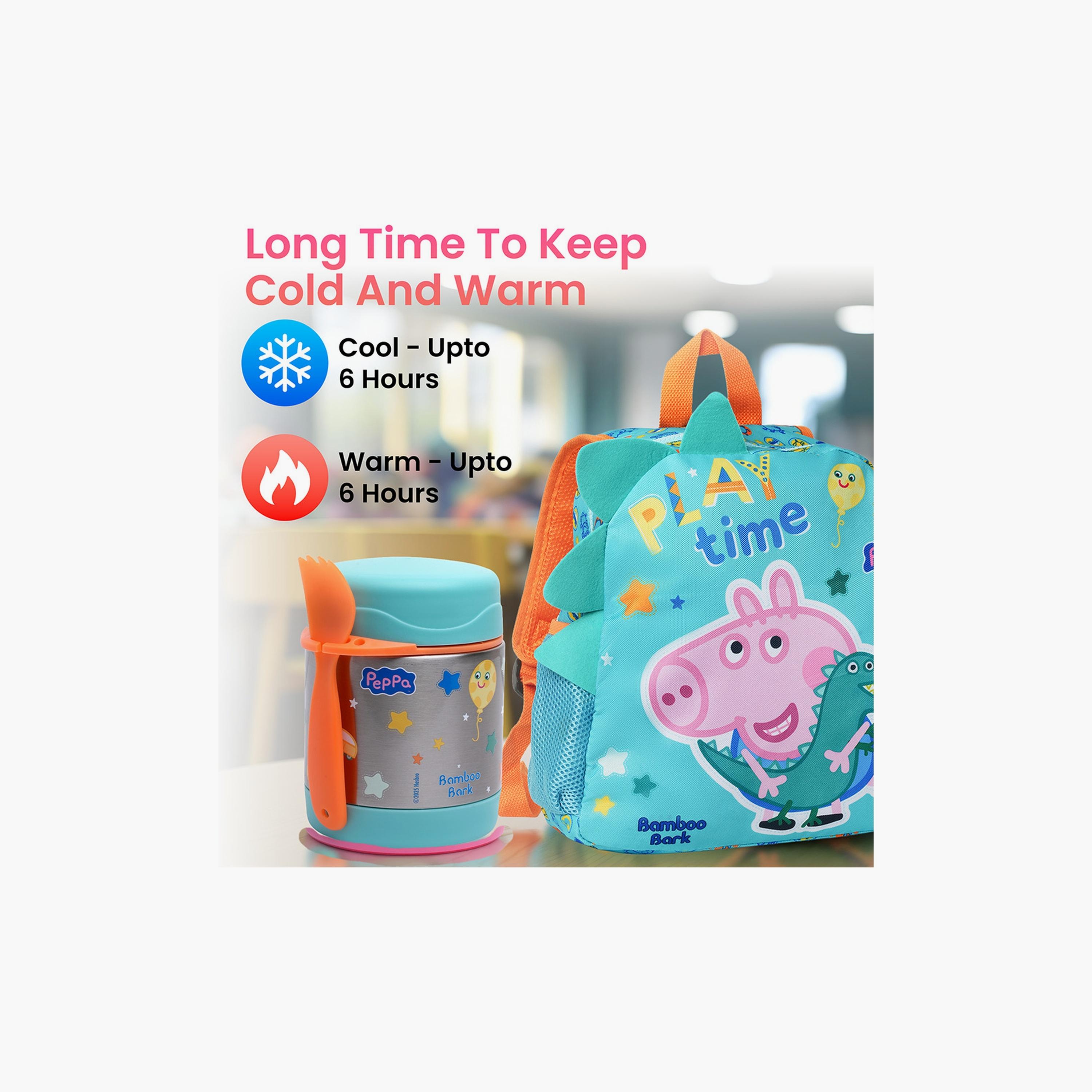 وعاء طعام معزول بطبعة جورج بيج مع ملعقة من بامبو بارك - 350 مل-school-lunchessentials-lunchboxes-image-3