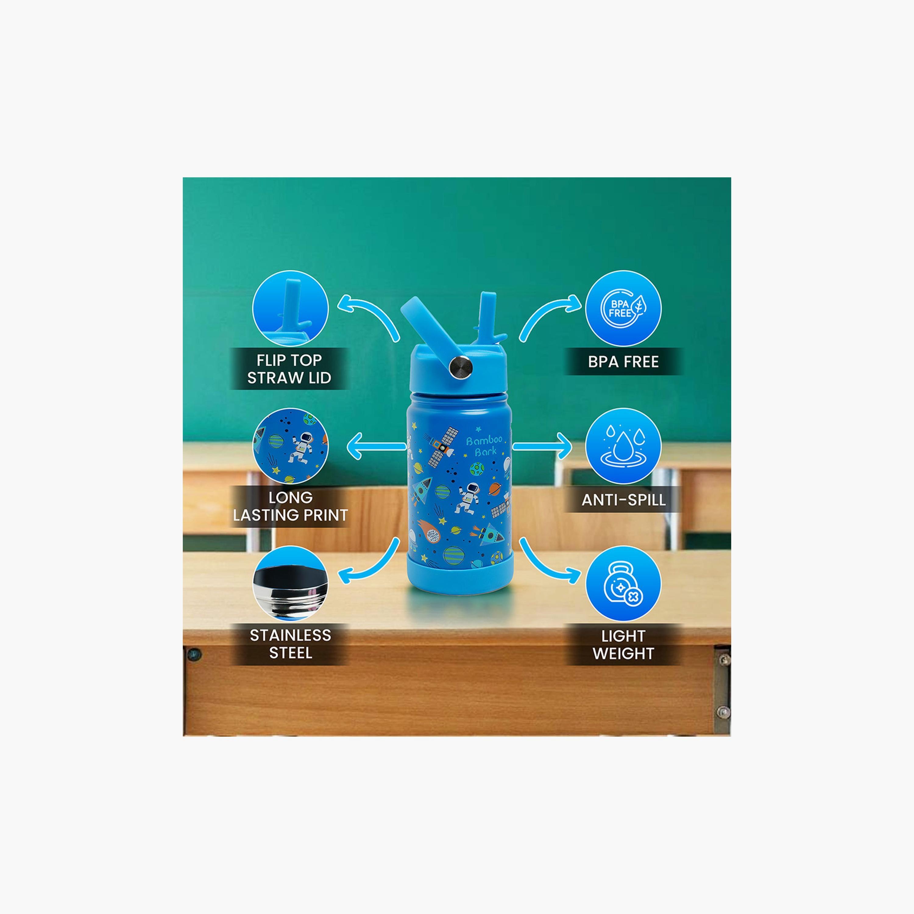 زجاجة مياه معزولة بطبعة فلكية مزودة بماصة ومقبض من بامبو بارك - 350 مل-school-waterbottles-image-2
