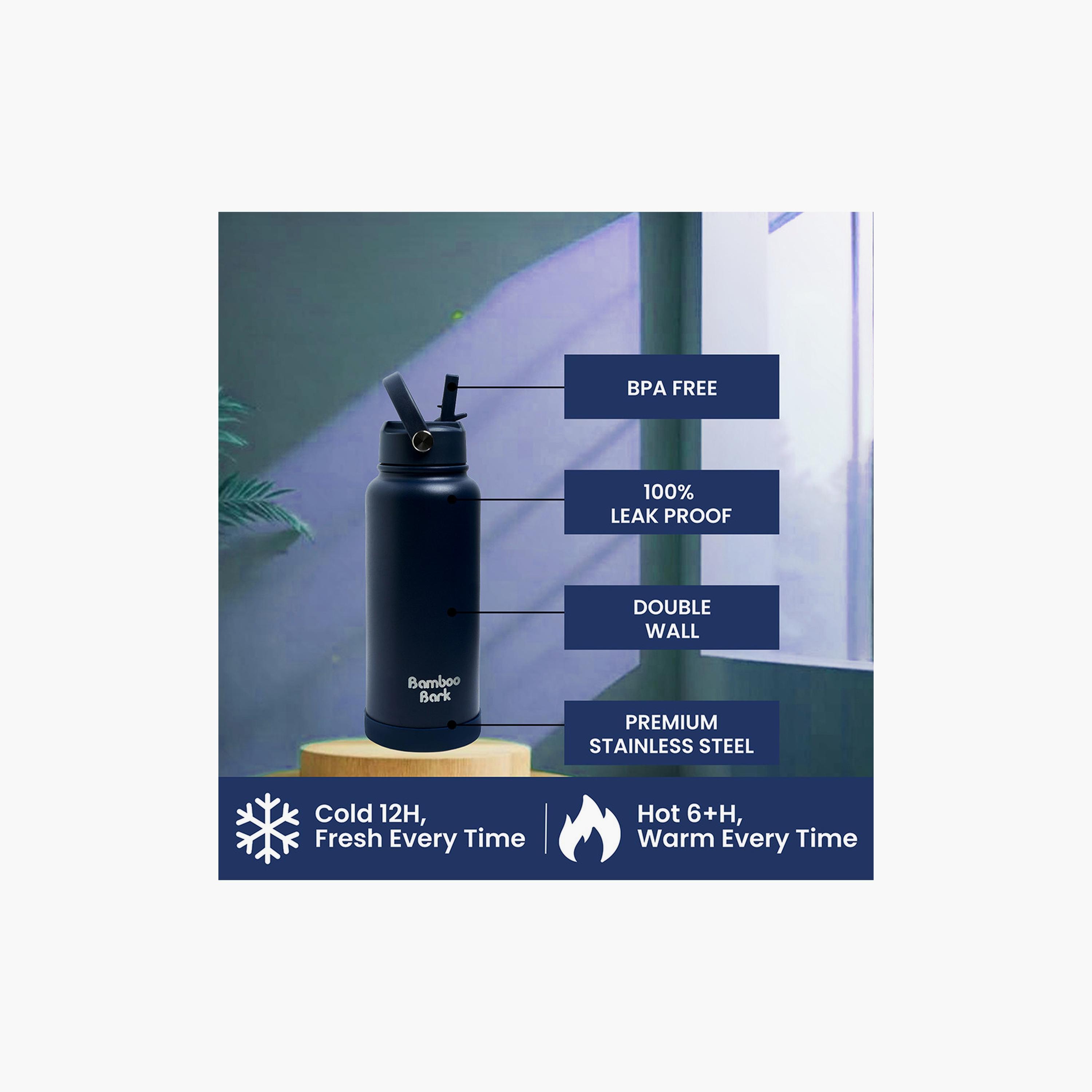 Bamboo Bark Insulated Water Bottle with Sipper Lid - 1000ml-school-waterbottles-image-17