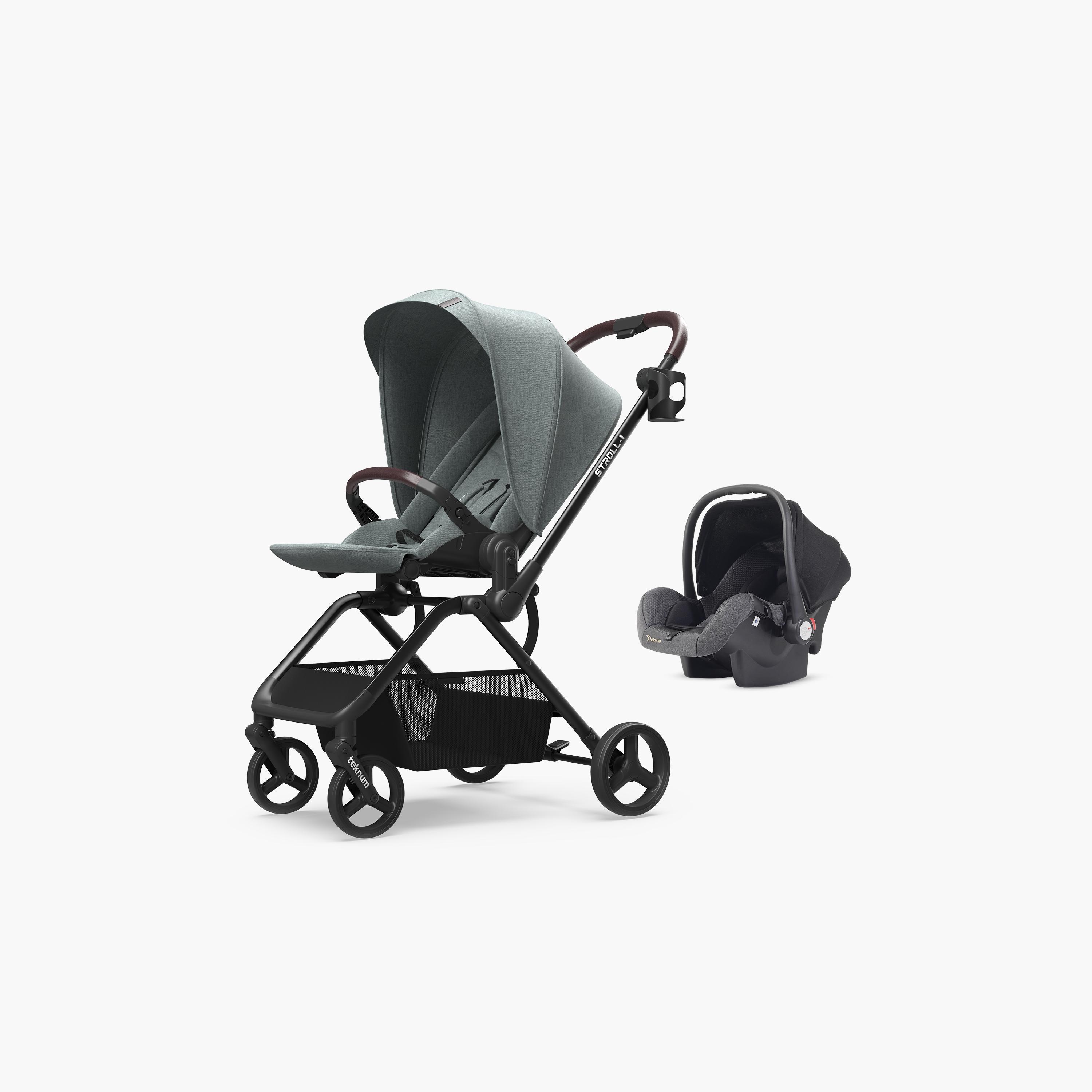 Teknum Reversible Travel Stroller with Car Seat - Olive Green-baby-gear-strollersandprams-travelsystems-image-1