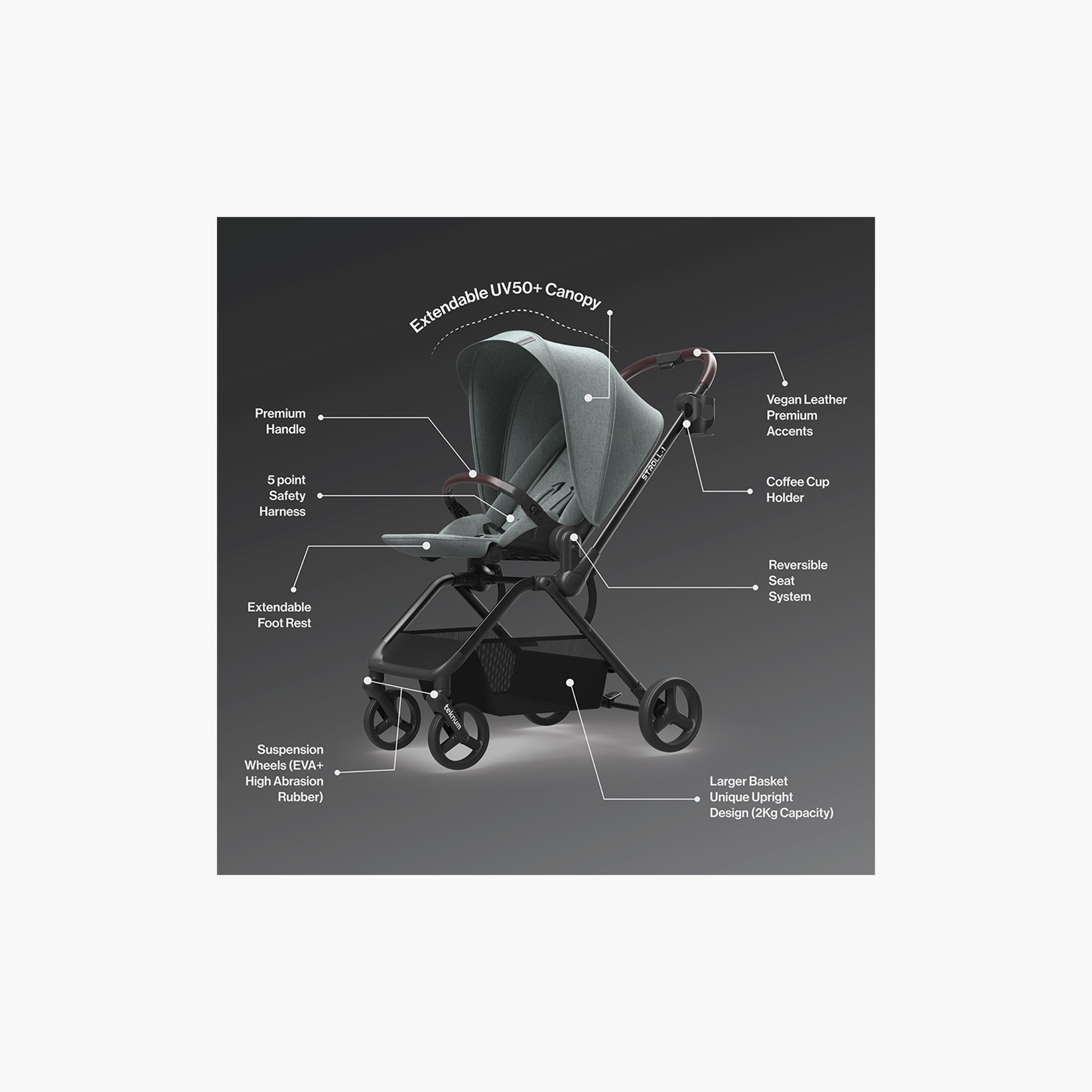 Teknum Reversible Travel Stroller with Car Seat - Olive Green-baby-gear-strollersandprams-travelsystems-image-12