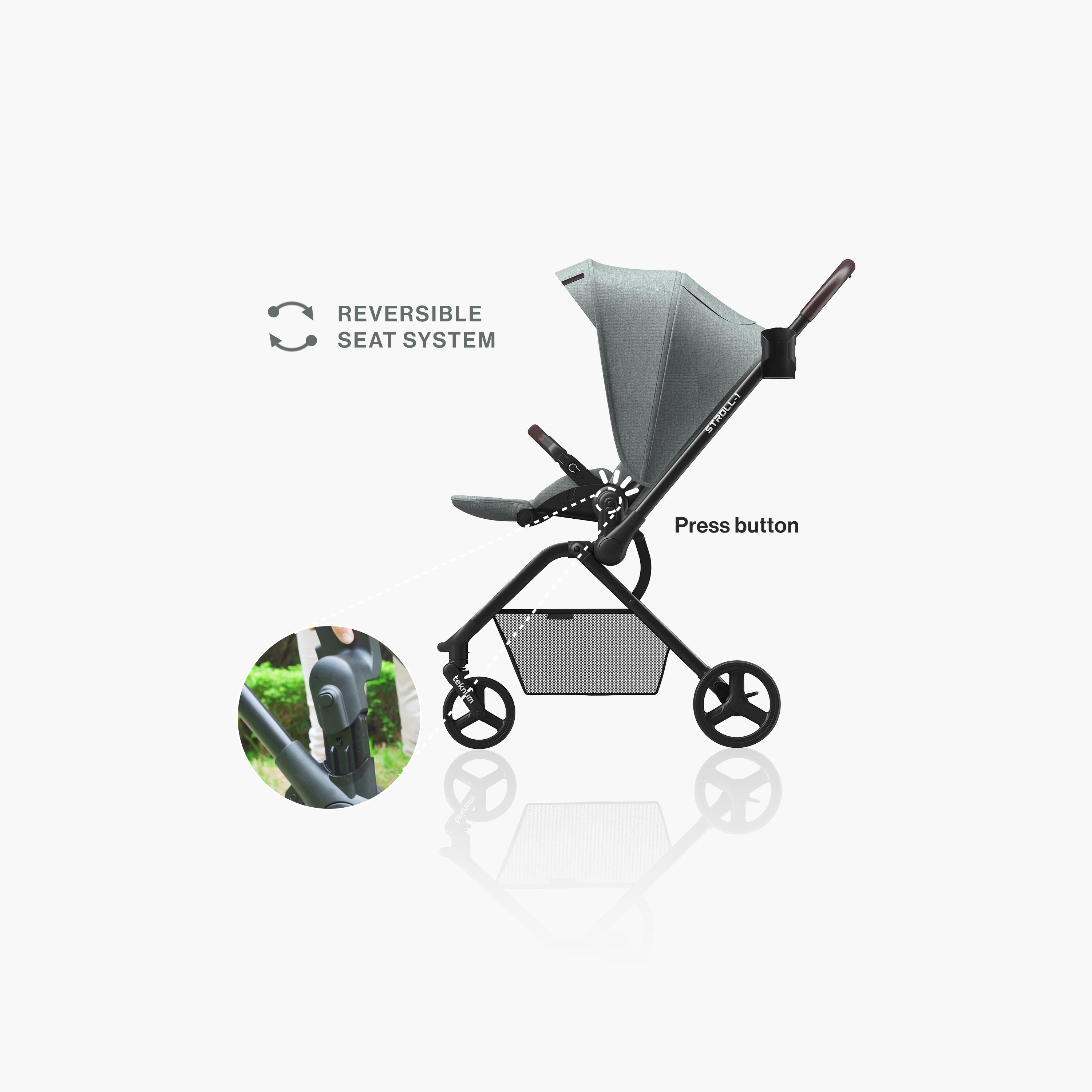 Teknum Reversible Travel Stroller - Olive Green-baby-gear-strollersandprams-travelsystems-image-2