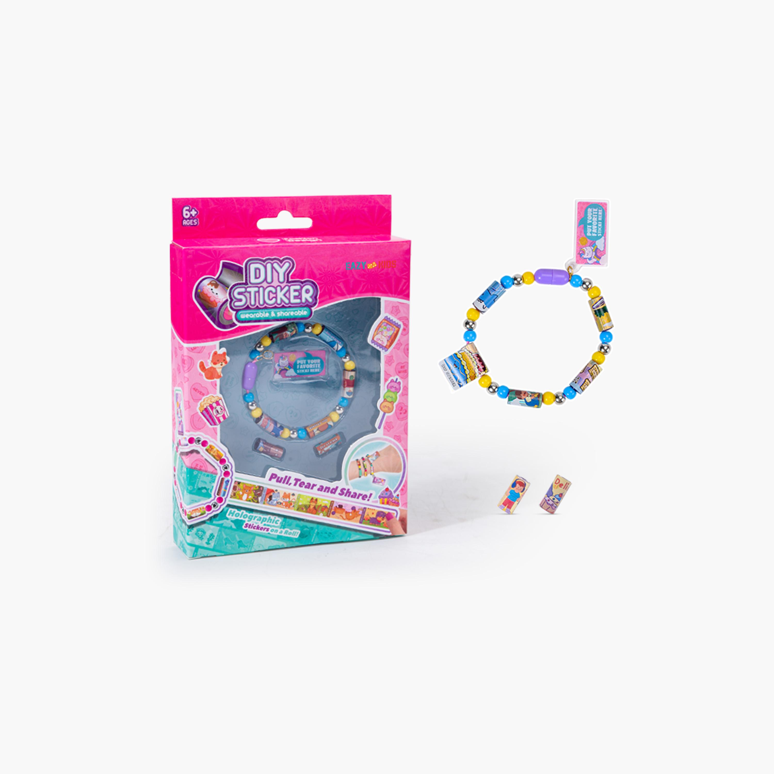 Eazy Kids DIY Wearable & Shareable Bracelet with 2 Holographic Stickers – Multicolour-school-artsandcrafts-image-1