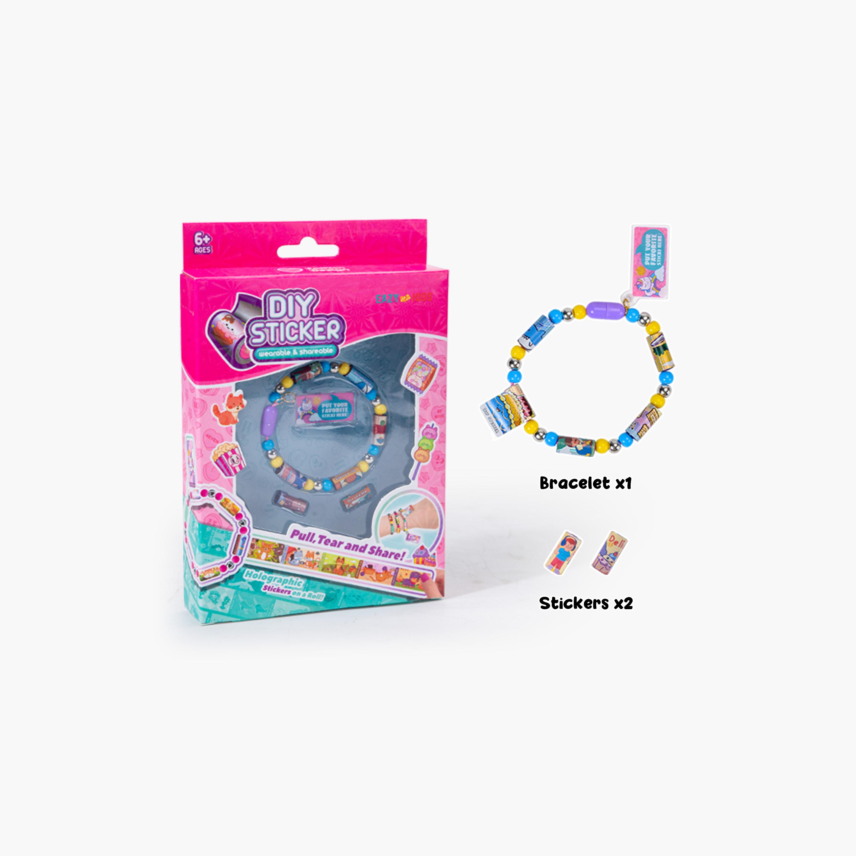 Eazy Kids DIY Wearable & Shareable Bracelet with 2 Holographic Stickers – Multicolour-school-artsandcrafts-image-4