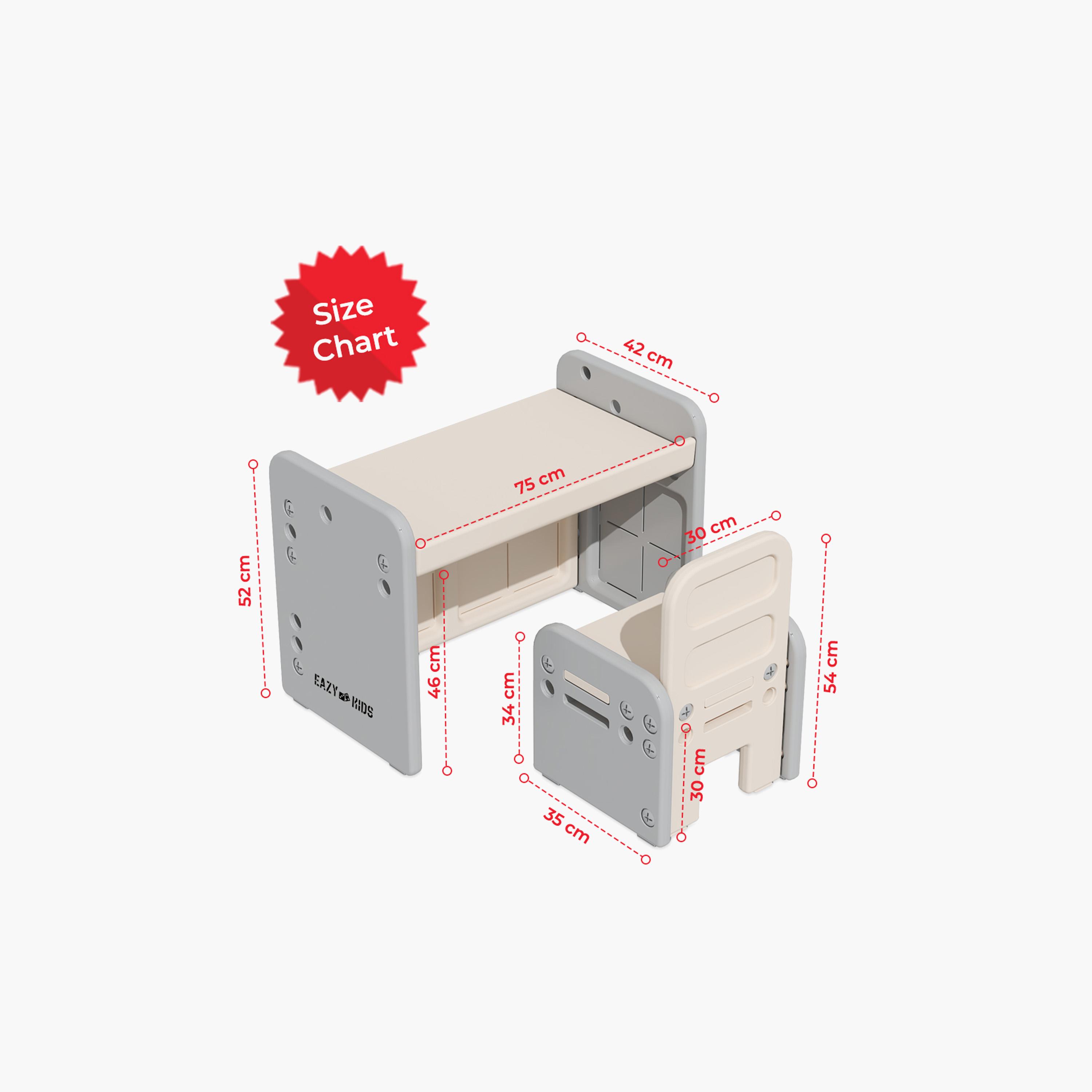 طقم طاولة وكرسي بزاوية قابلة للتعديل من إيزي كيدز - رمادي-baby-nursery-furniture-chairsandtables-image-1