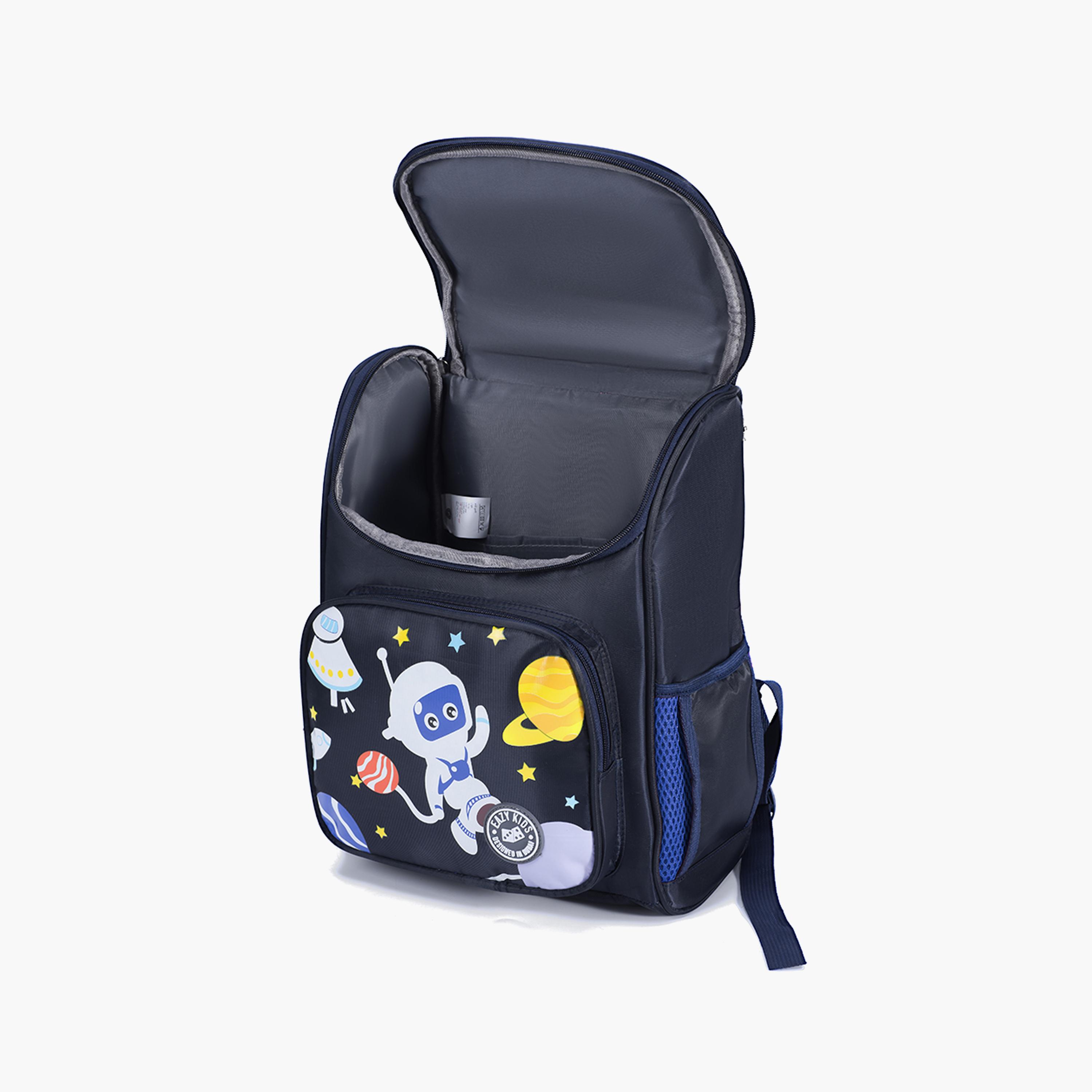 Eazy Kids Astronaut Printed School Bag with Universal Trolley - Blue-school-bagsandbackpacks-trolleybags-image-16