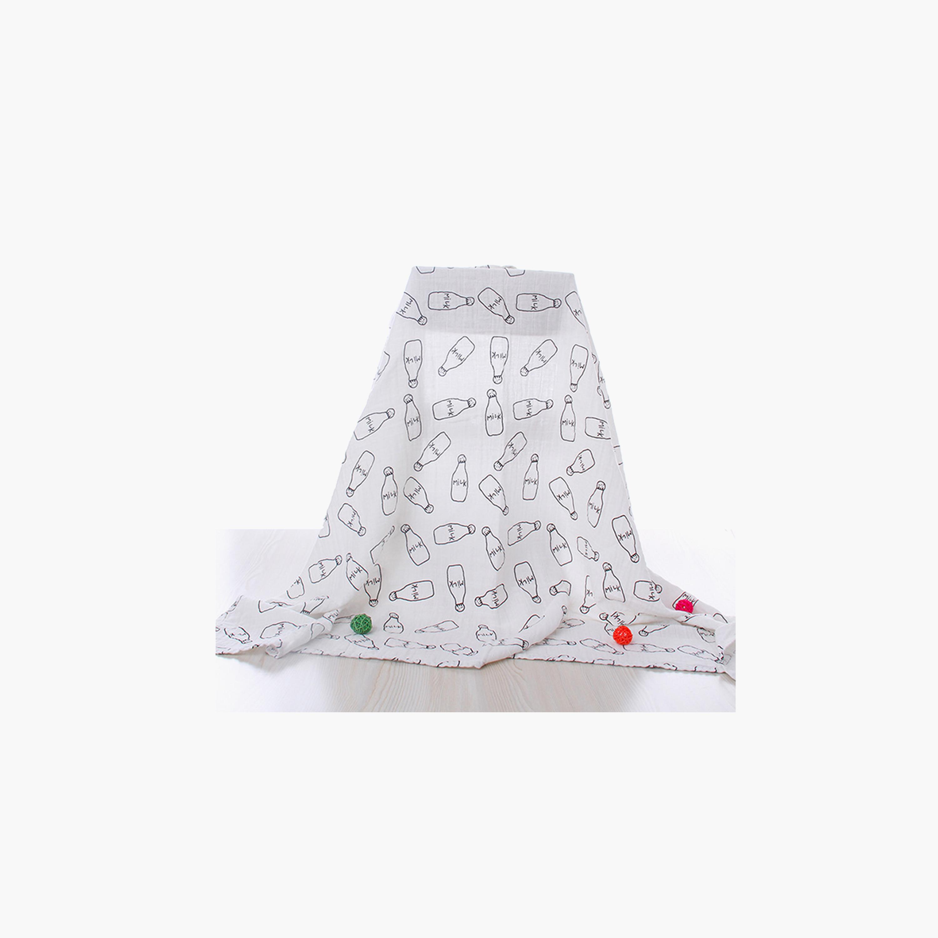 Eazy Kids Milk Bottle Printed Muslin Swaddle & Bib Set – XL-baby-nursery-blanketsandswaddles-blanketsandquilts-image-3