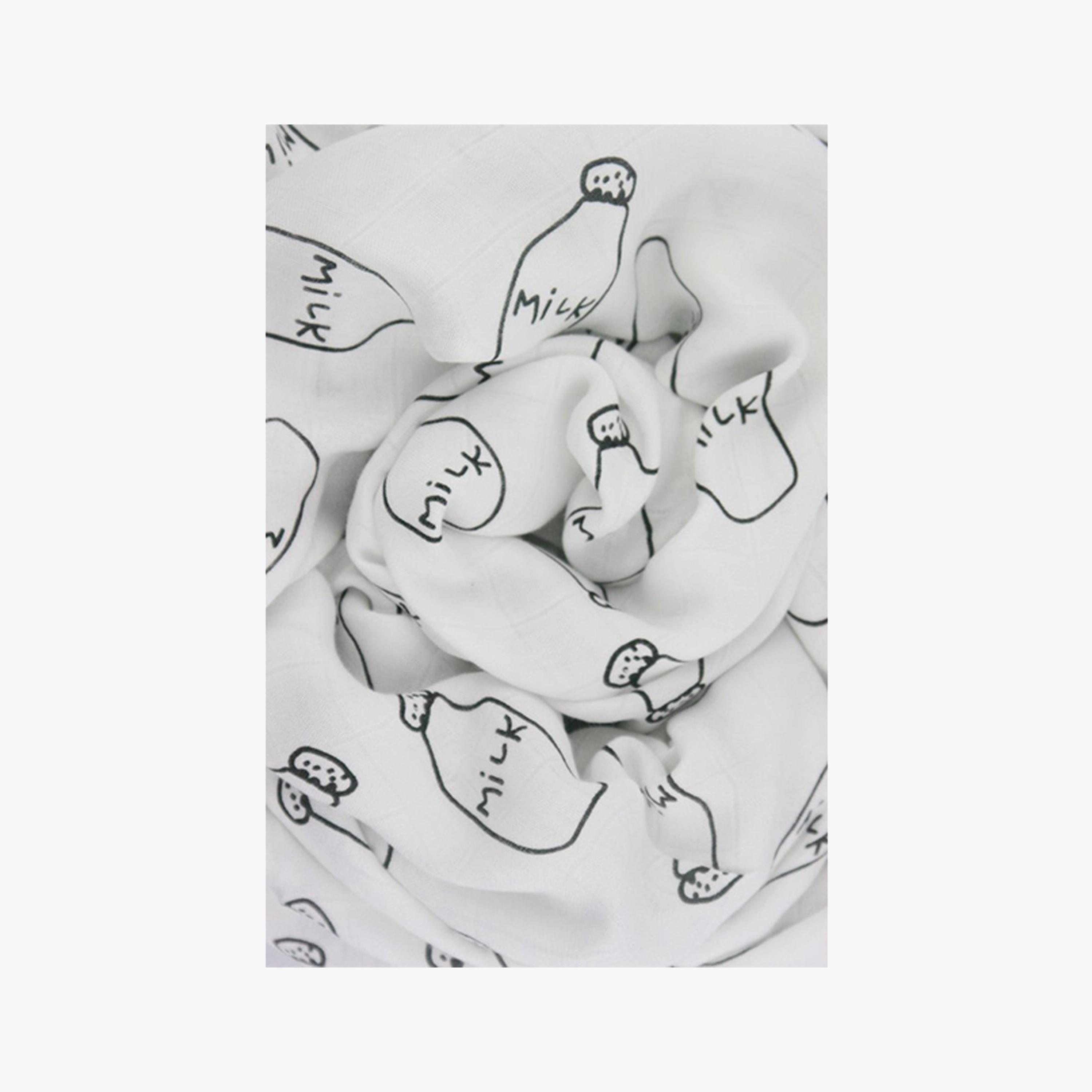 Eazy Kids Milk Bottle Printed Muslin Swaddle & Bib Set – XL-baby-nursery-blanketsandswaddles-blanketsandquilts-image-5